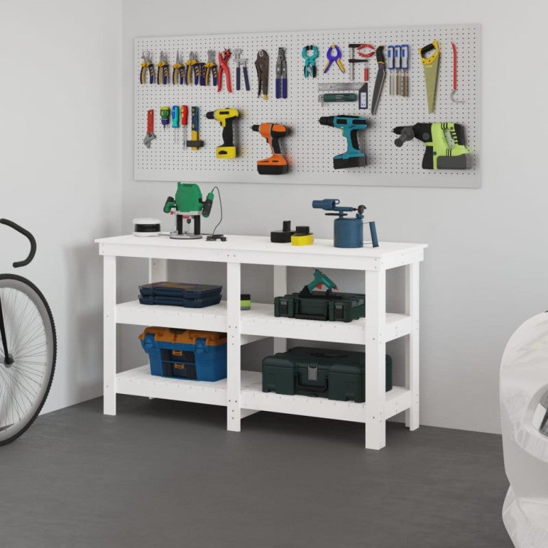 Banc De Travail Relaxdays 600 Kg - Établi 2 Niveaux Réglables 91x141x61 Cm Acier MDF Atelier