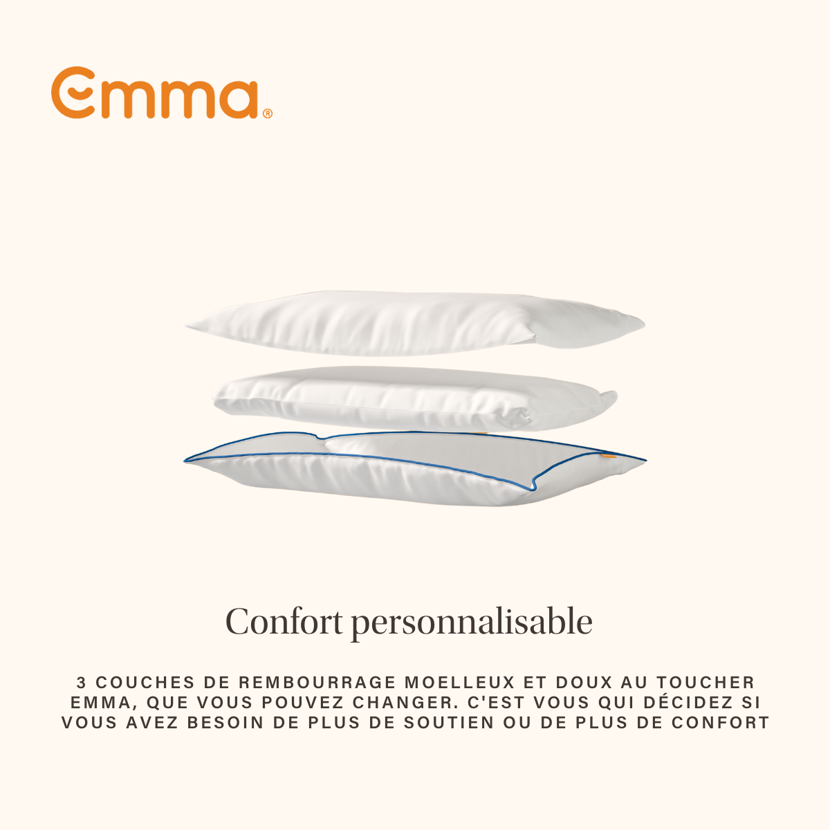 EMMA | Oreiller Emma Original Confort 50x70 cm | Doux et Moelleux | Soulage La Pression | Hauteur Adaptable | Hypoallergénique - 8