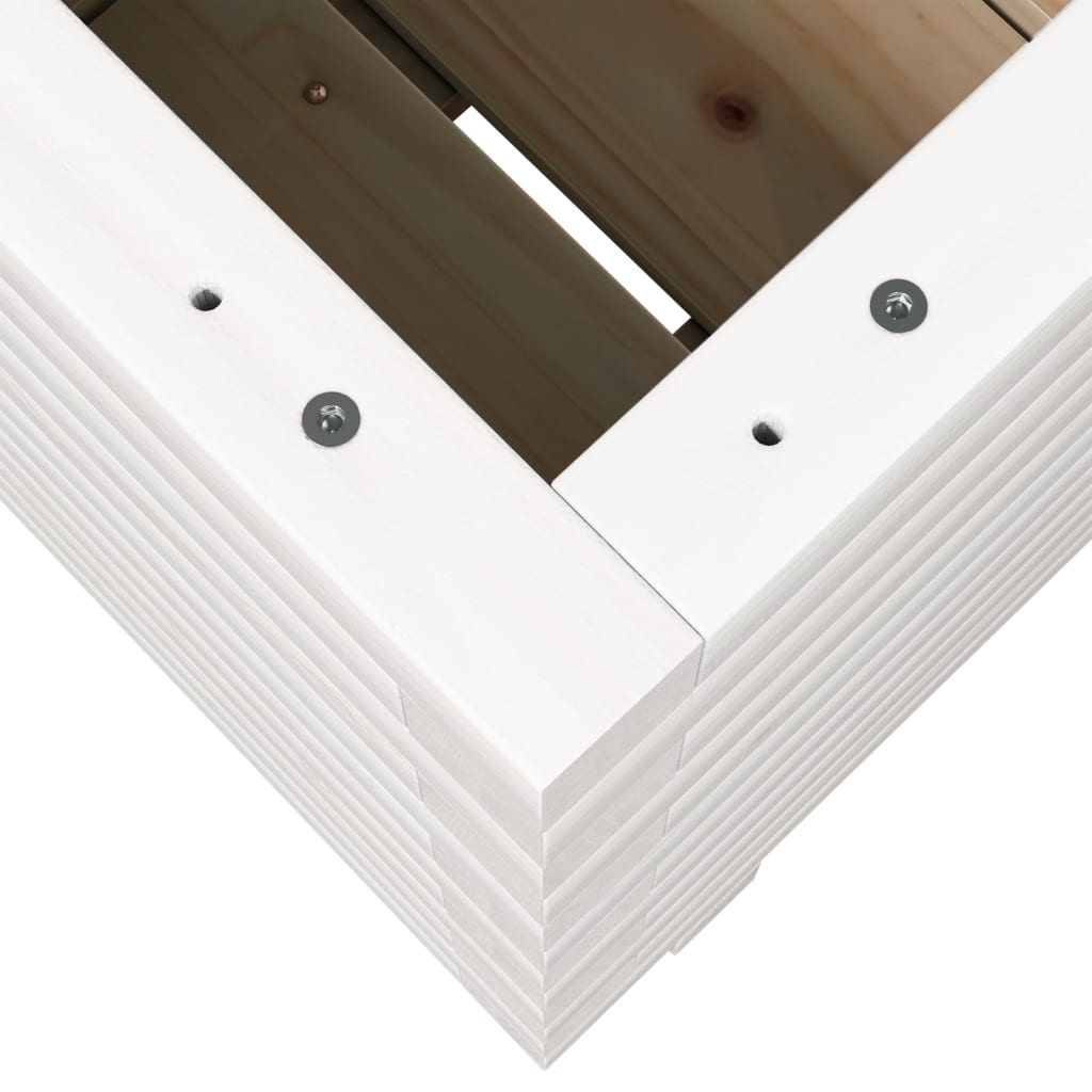 Jardinière bac lit surélevé plantes fleurs terrasse jardin 40 x 40 x 49,5 cm bois de pin massif blanc 02_0037567 - 5