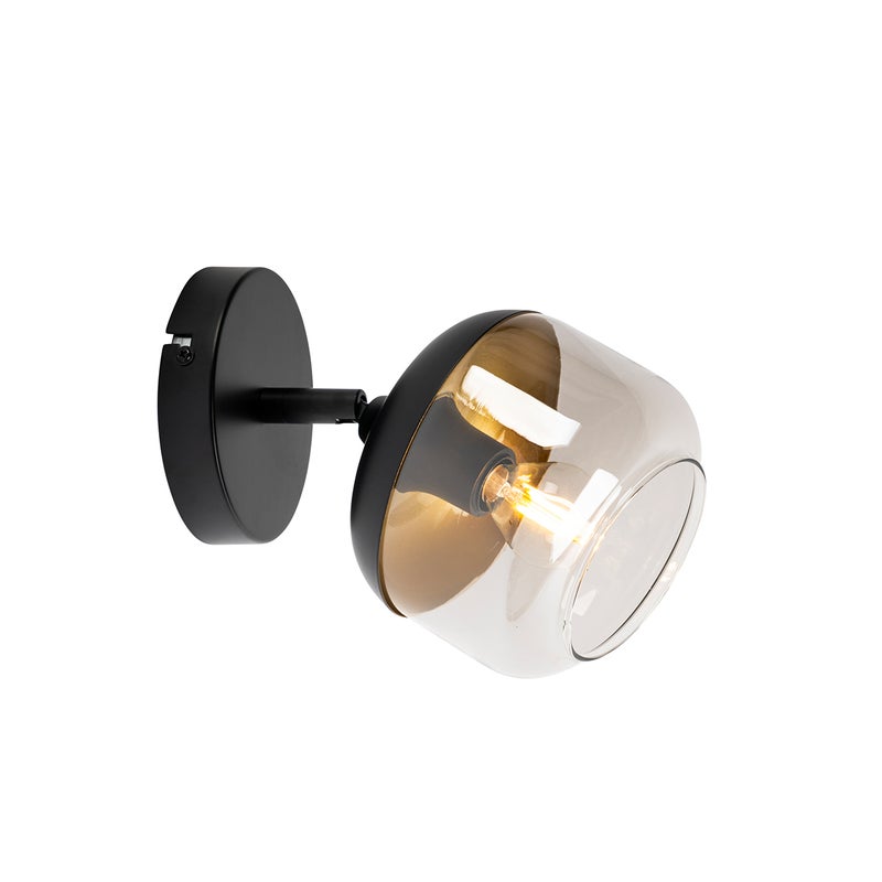 Designerski reflektor czarny ze złotem i dymionym szkłem - Kyan