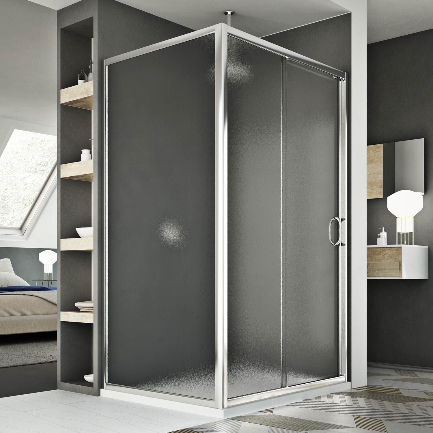 Idralite box doccia 70x100 cm h185 stampato c mod. replay duo 1 anta
