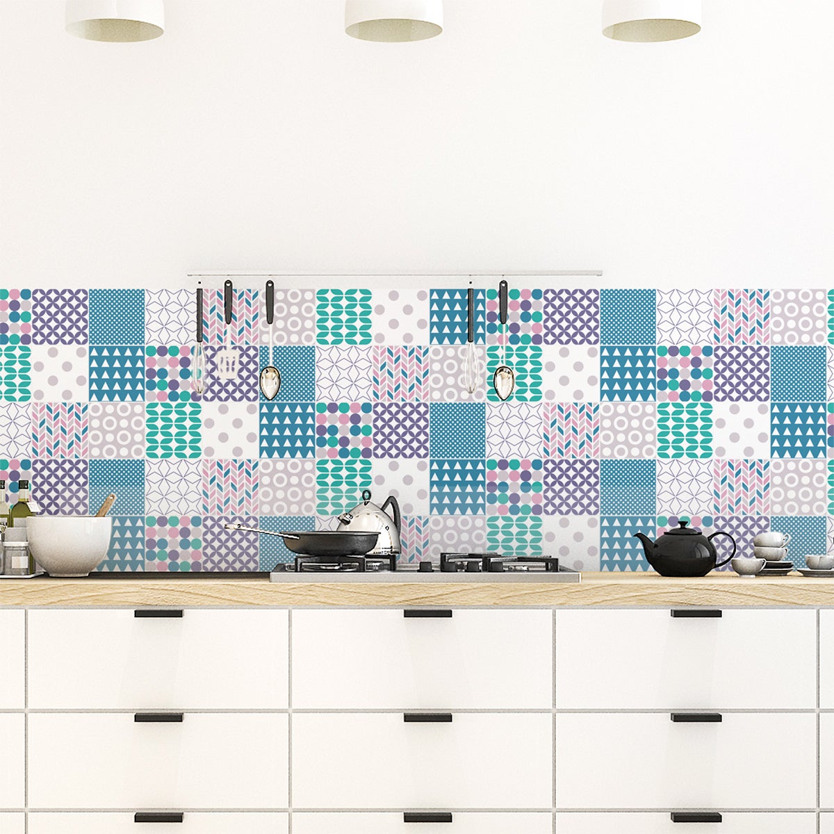 Autocollants Carrelage 18 Pièces 15x15cm - Stickers Muraux Noir Et Blanc Pour Cuisine & Salle De Bain - Résistants à L'eau