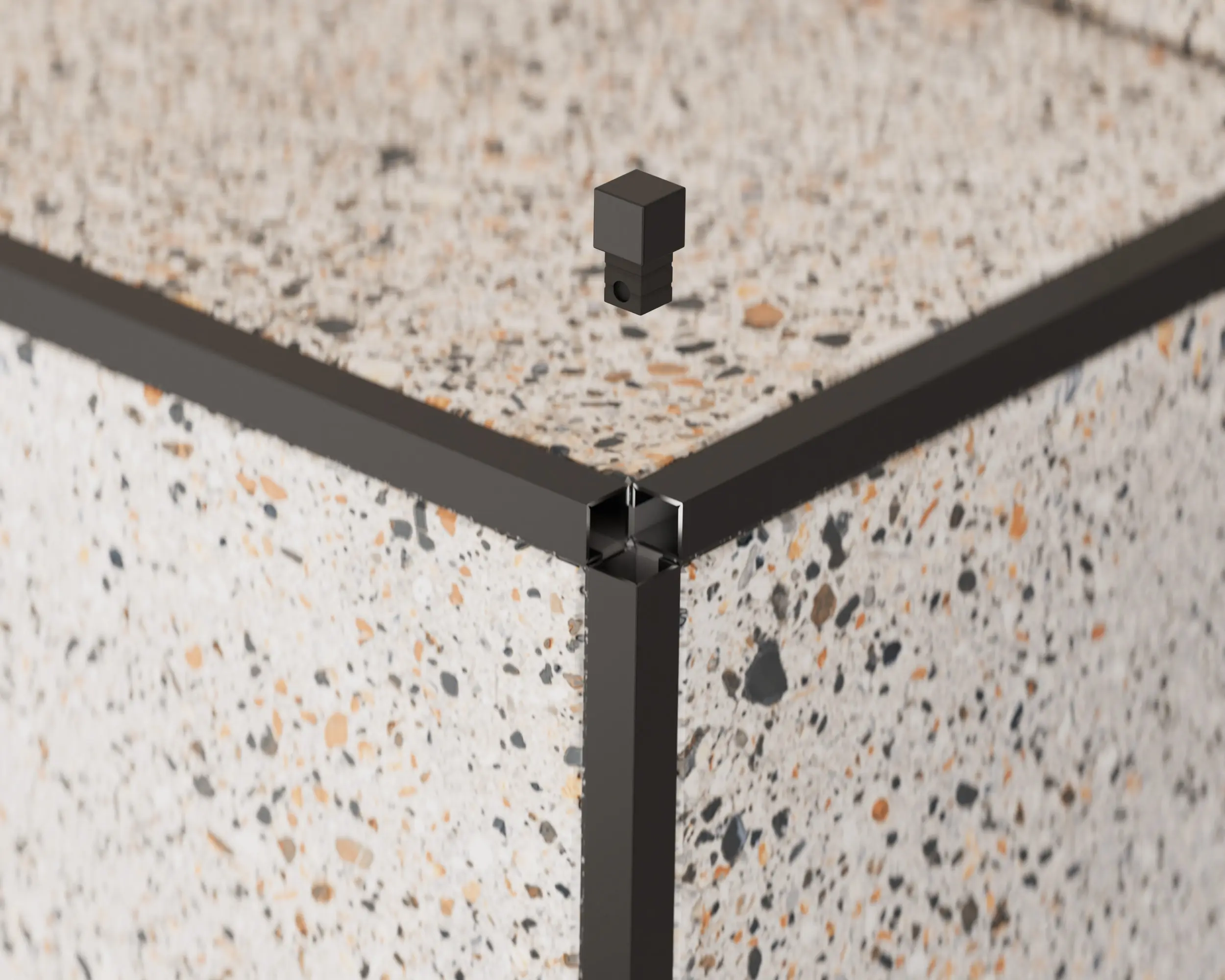 Perfil decorativo em aço inoxidável QS para azulejos preto acetinado - 10,5 x 2700 mm - 8