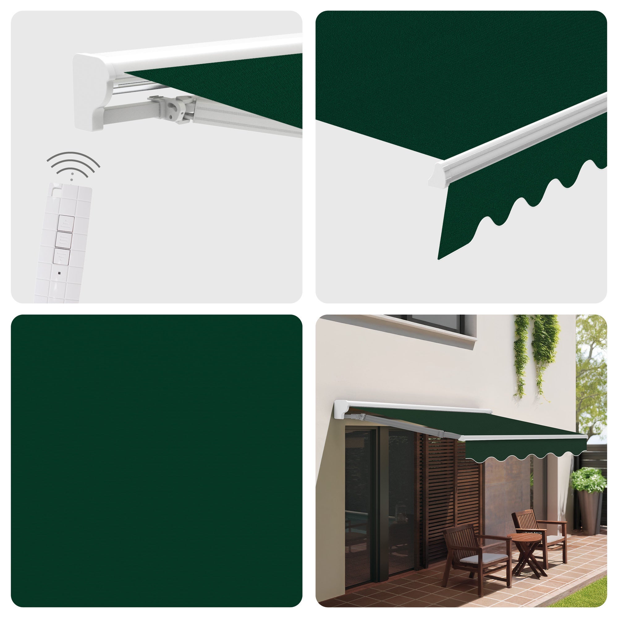Toldo Motorizado Exterior 4x2,5m Verde – Controle Remoto – Semicofre – Lona de Proteção Solar - 3