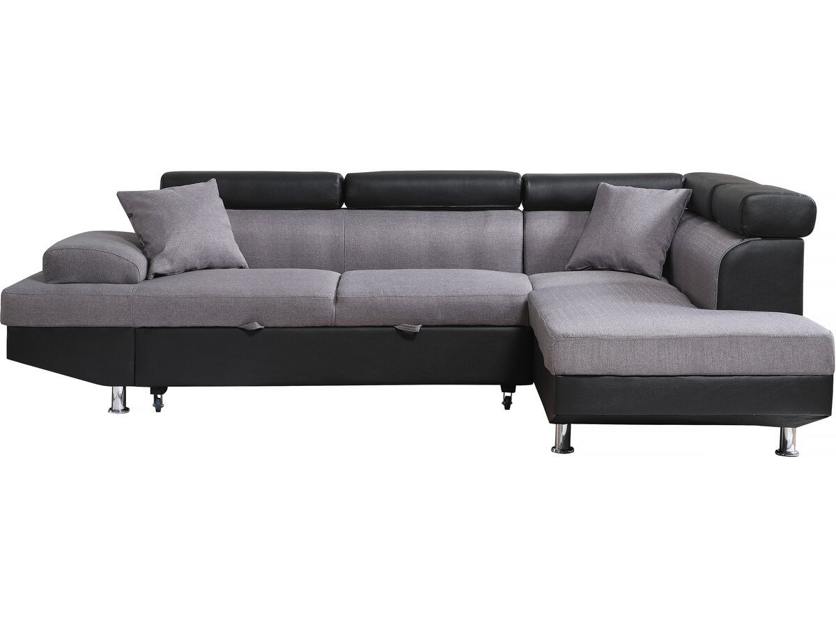 Sofa narożna "Sophia luxe" - 265 x 190.5 x 80/91 cm - Czarno-szara - 5 miejsc - Prawostronna
