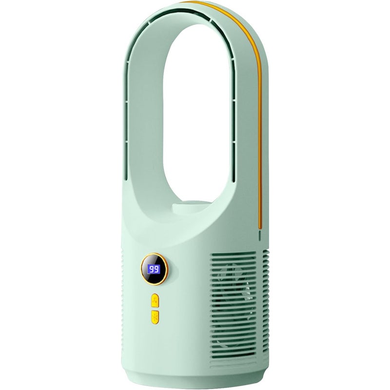 Wentylator stołowy bezlistny, mały i cichy, 5 prędkości, ładowanie przez USB (zielony)