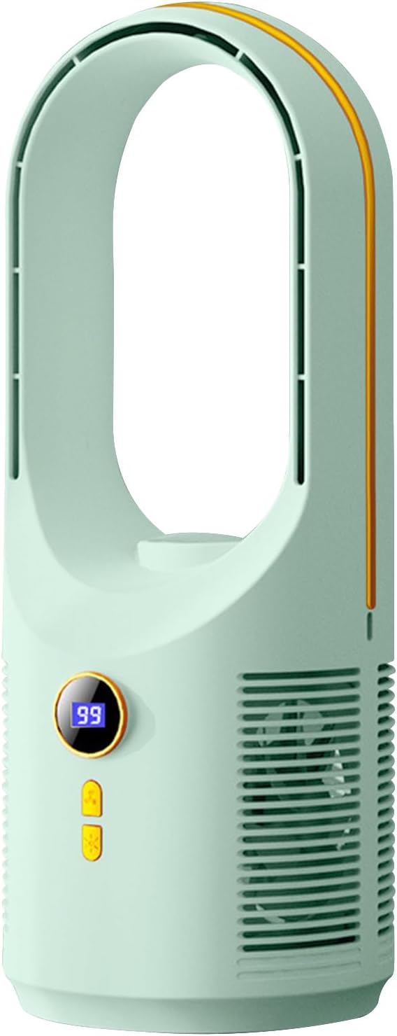 Wentylator stołowy bezłopatkowy, mały, cichy, 5 prędkości, ładowanie przez USB (zielony)