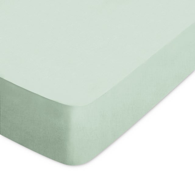 Drap housse uni 80x200 cm bonnet 40 cm coton ALTO vert fleur d'amandier