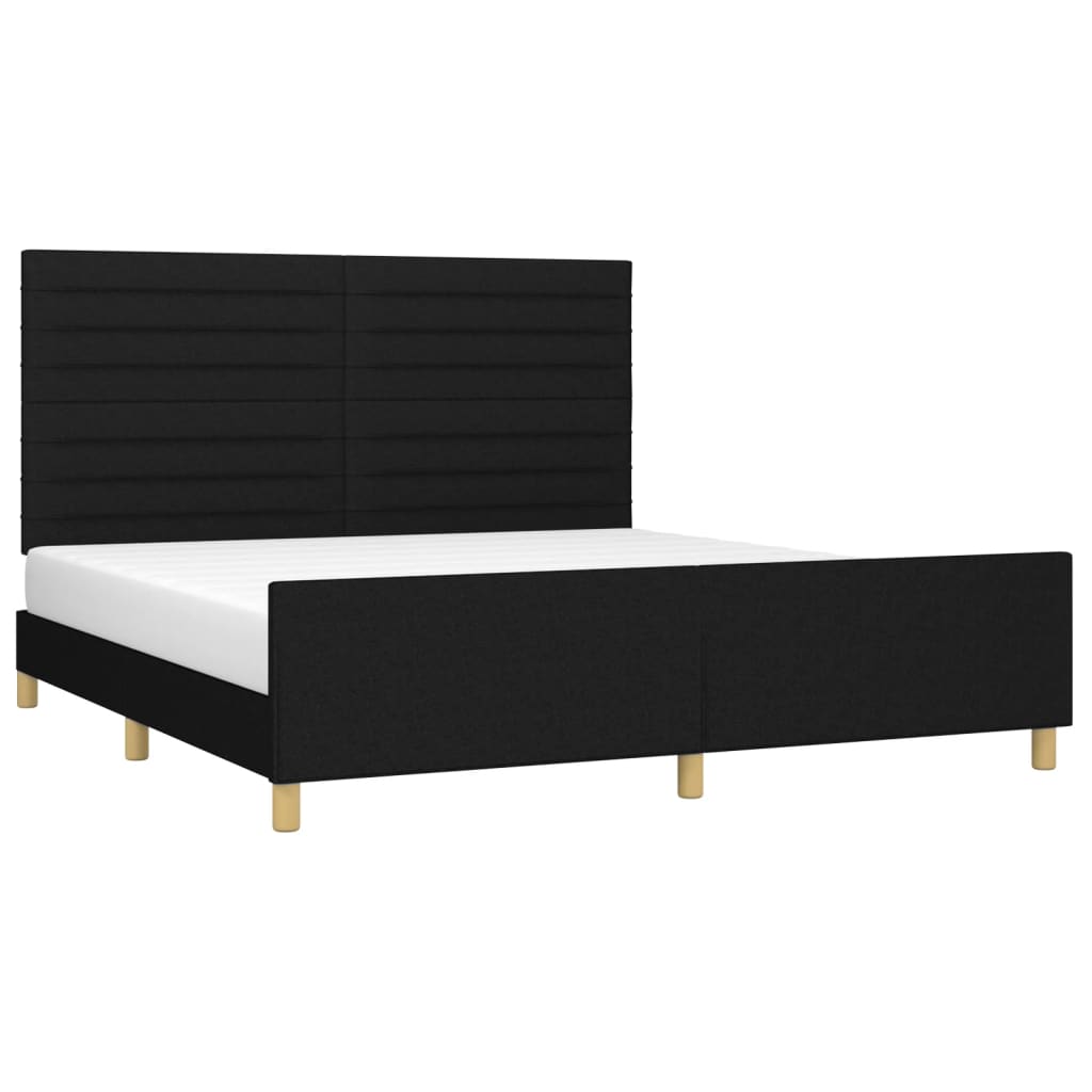 Cadre de lit sans matelas, tissu noir, pour la chambre, 160 × 200 cm - 3