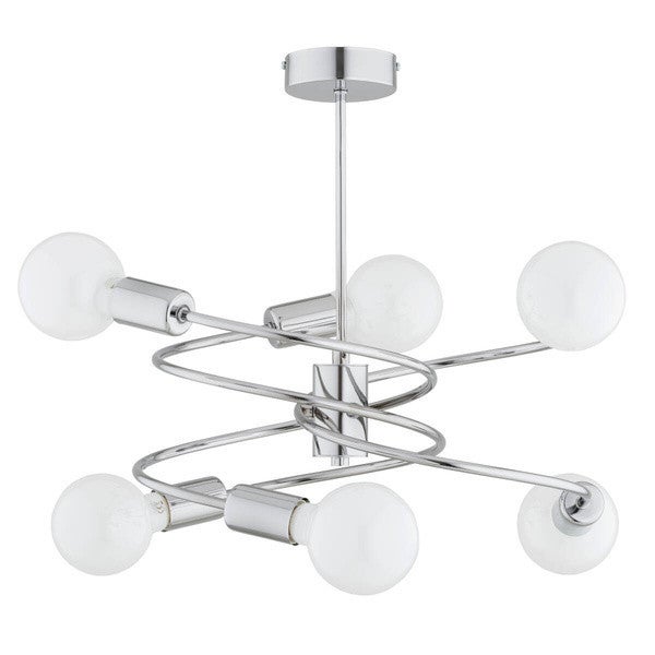 Lampa sufitowa wisząca Disco chromowana 6xE27x15W industrialna wym: 53 x 46 x 46 cm metal Alfa
