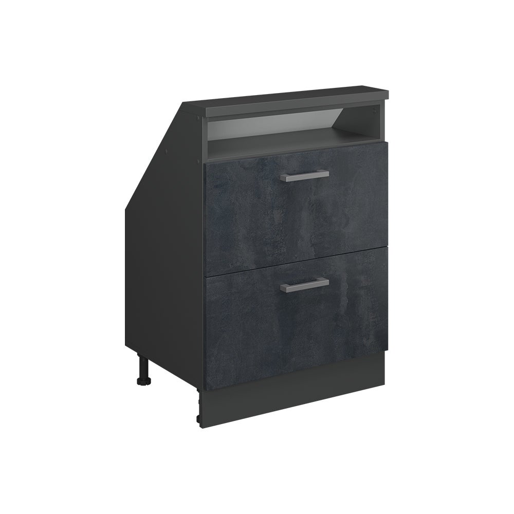 Vicco Szafka kuchenna na dach skośny R-Line, Czarny beton, 60 cm z 2 szufladami