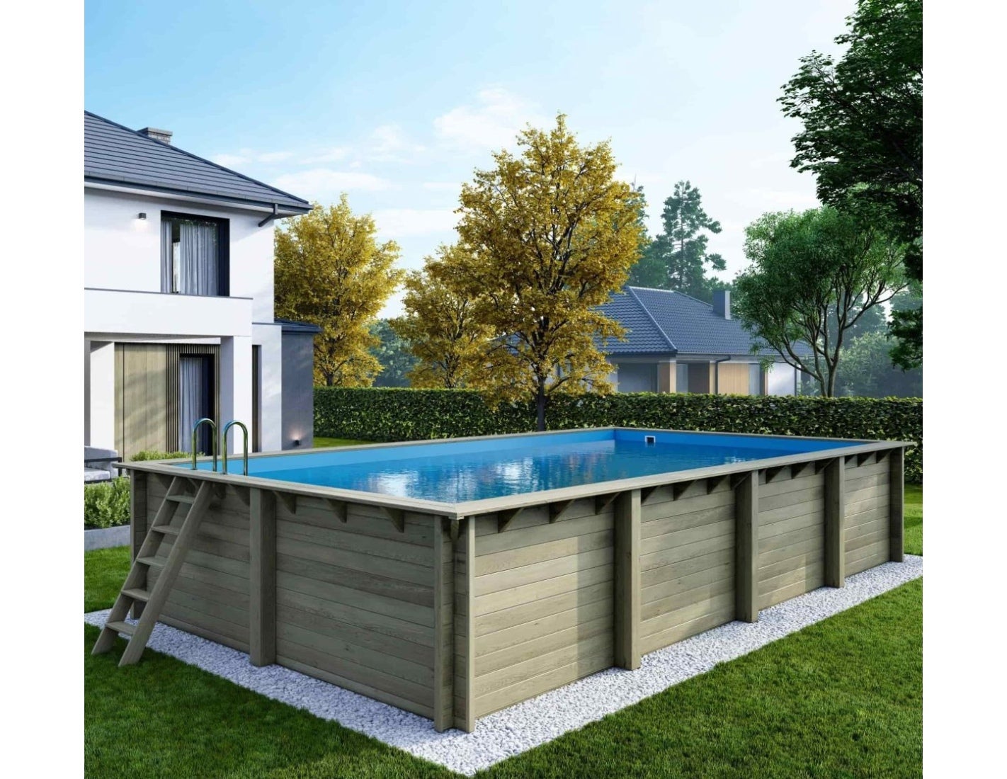 Basen drewniany Aqua ALTANKA 8,5x4,35 - H.1,45 m ze wspornikami przykręcanymi do betonu, BAS7309OSPL, 1szt.
