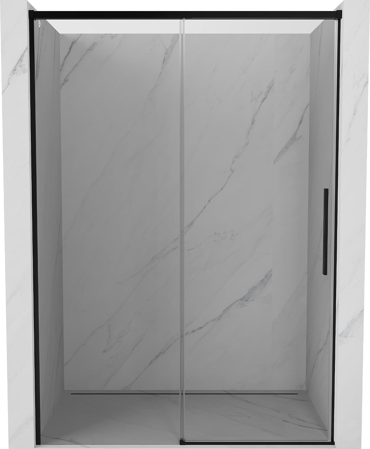 Mexen Rox drzwi prysznicowe rozsuwane 145 cm, transparent, czarne - 8C2-145-000-70-00