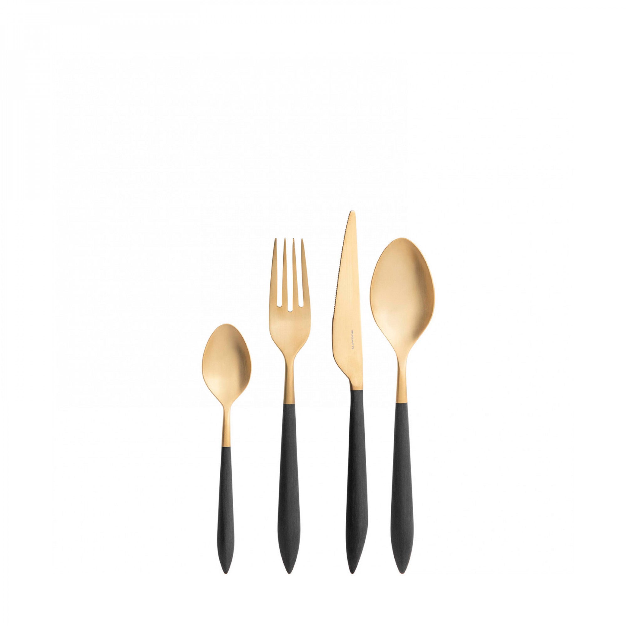 Caderas de 24 piezas colocadas en estuche de madera negra mate ares gold bugatti