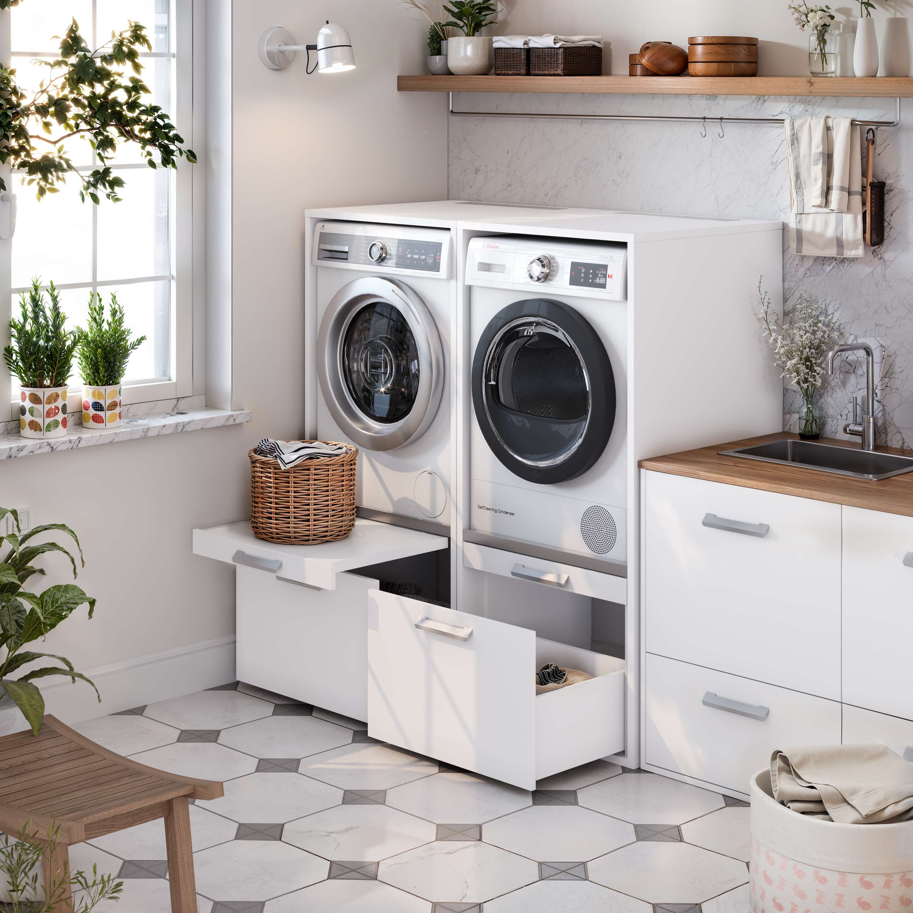 Mueble armario para lavadora T-BATH 67,2x144cm blanco - 3