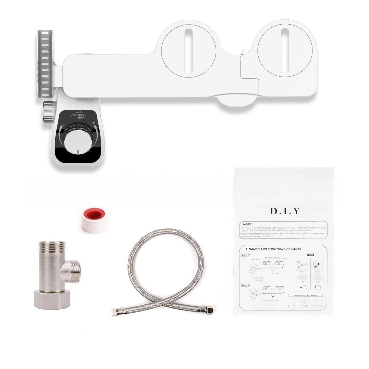 Ensemble bidet de toilette ultra-mince,Abattant de toilettes intelligent intégré avec bidet - Compatible avec les fixations européennes 3/8