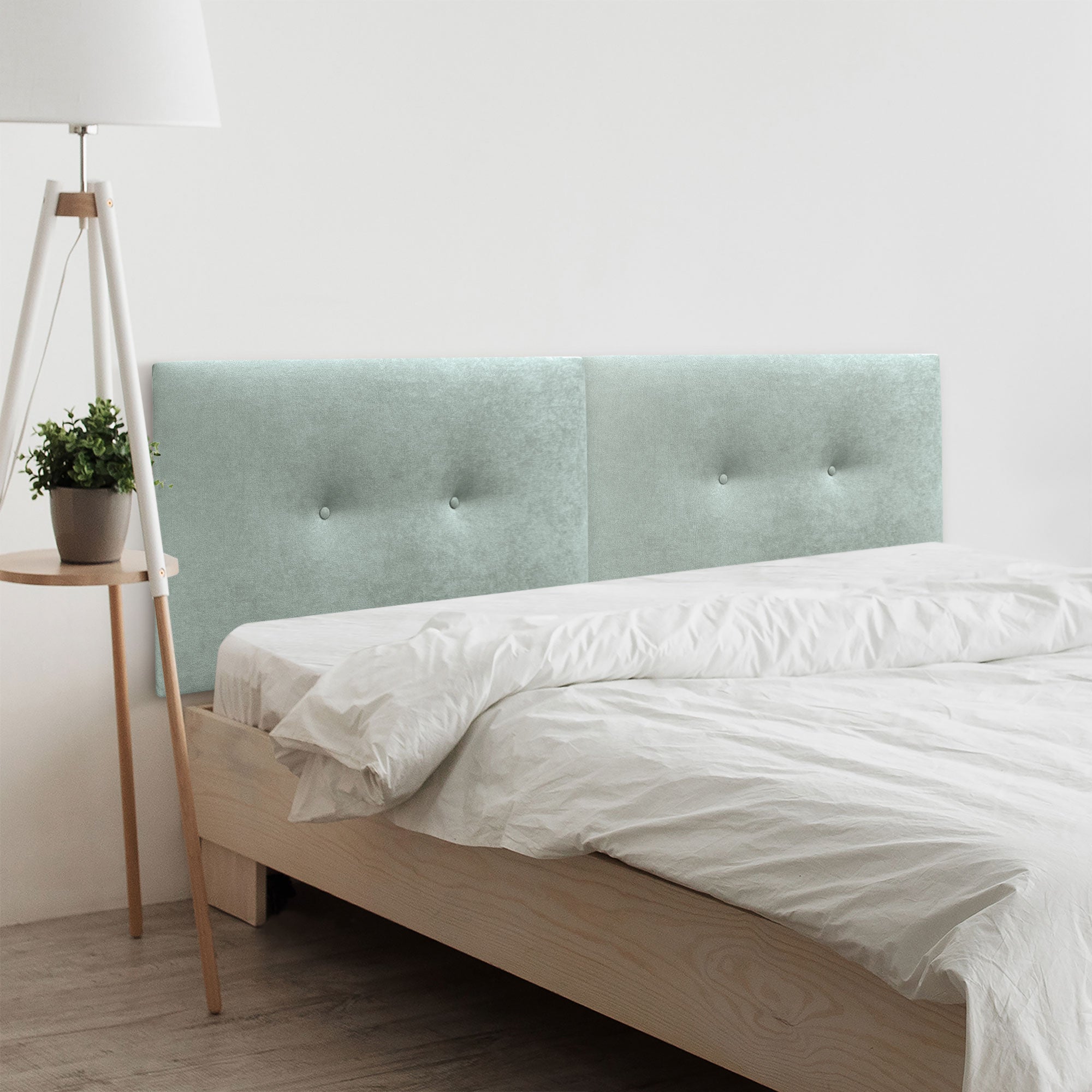 Dhome cabecero de tela acualine liso con botones dual dividido en 2 piezas tapizado de alta gama cabezal dormitorio (verde agua, 180cm)