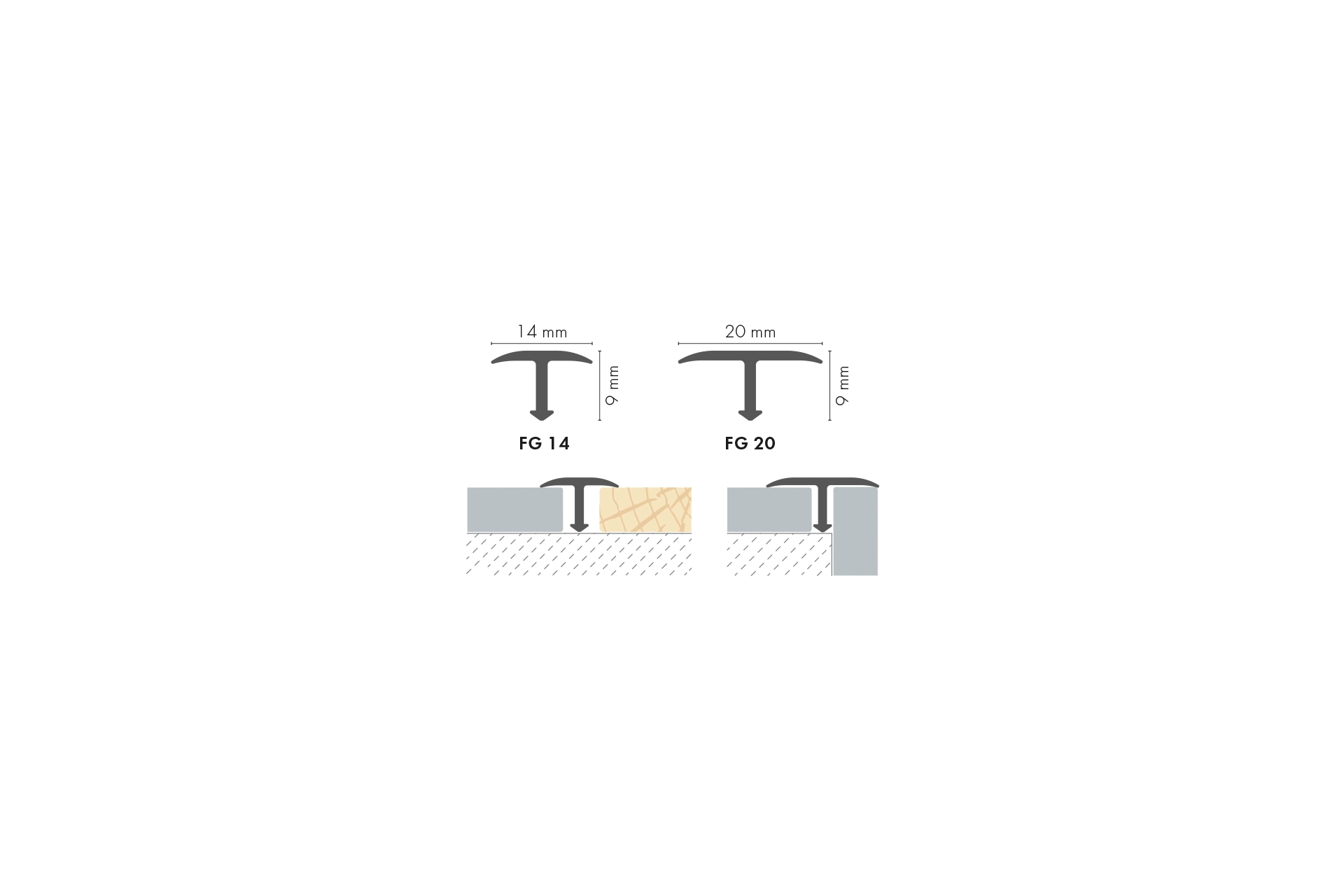 Profil fugowy aluminiowy 14mm Cezar Dąb Canyon Mat 2,50m - 2