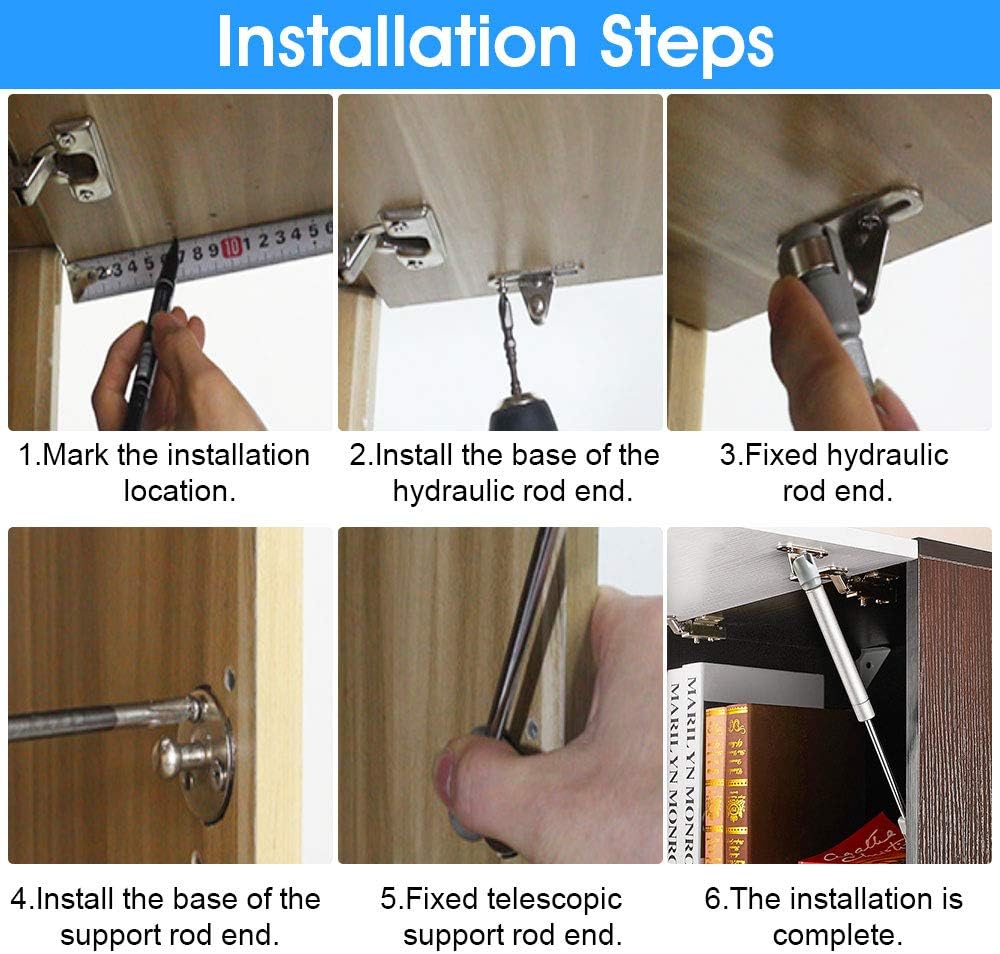 4 peças acedores a gás 100N/10kg molas a gás dobradiças de elevação hidráulicas acedores de móveis de cozinha molas a gás hidráulicas - 3