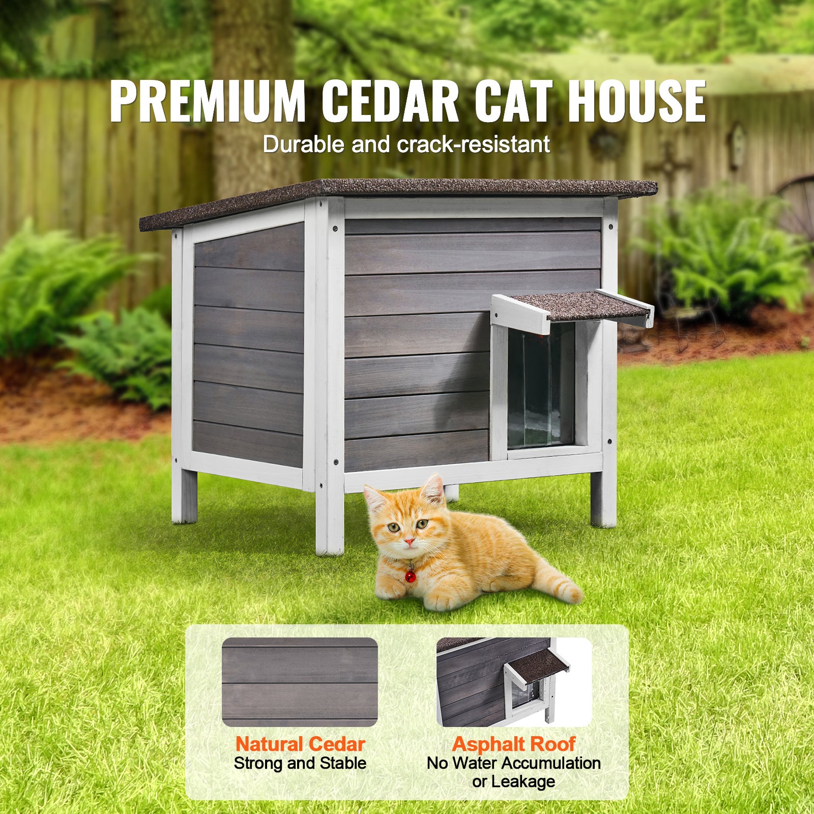Abrigo de Exterior Isolado para Gatos SucceBuy, Casinha Resistente às Intempéries com Telhado Articulado e Entradas em PVC, Espaçosa Multi-Gatos - 4