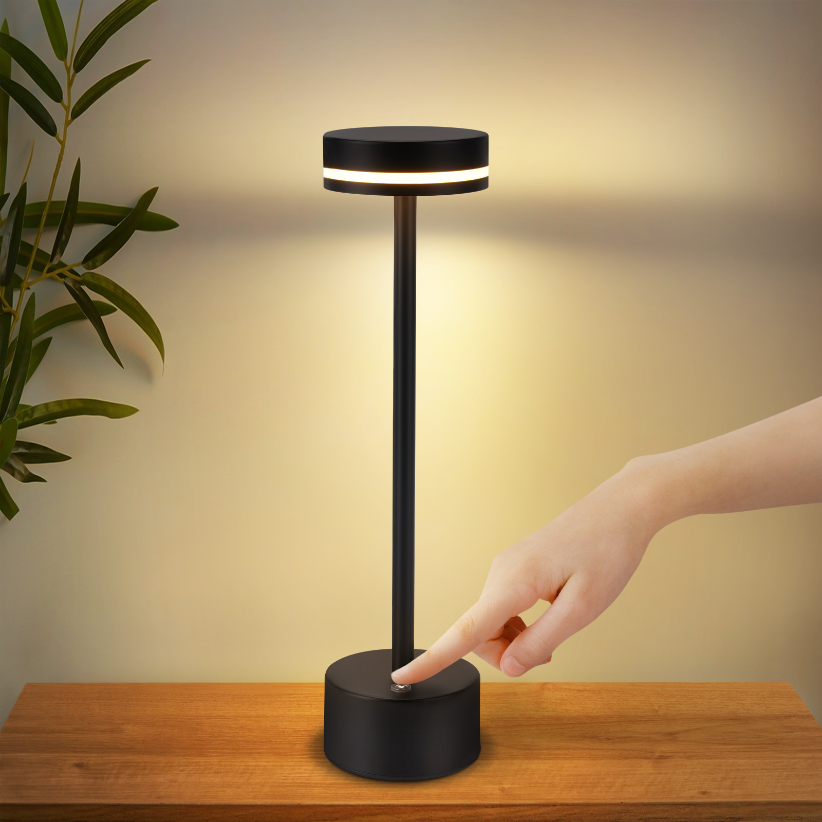 ZMH Lampa stołowa LED Lampa nocna czarna- W.32cm
