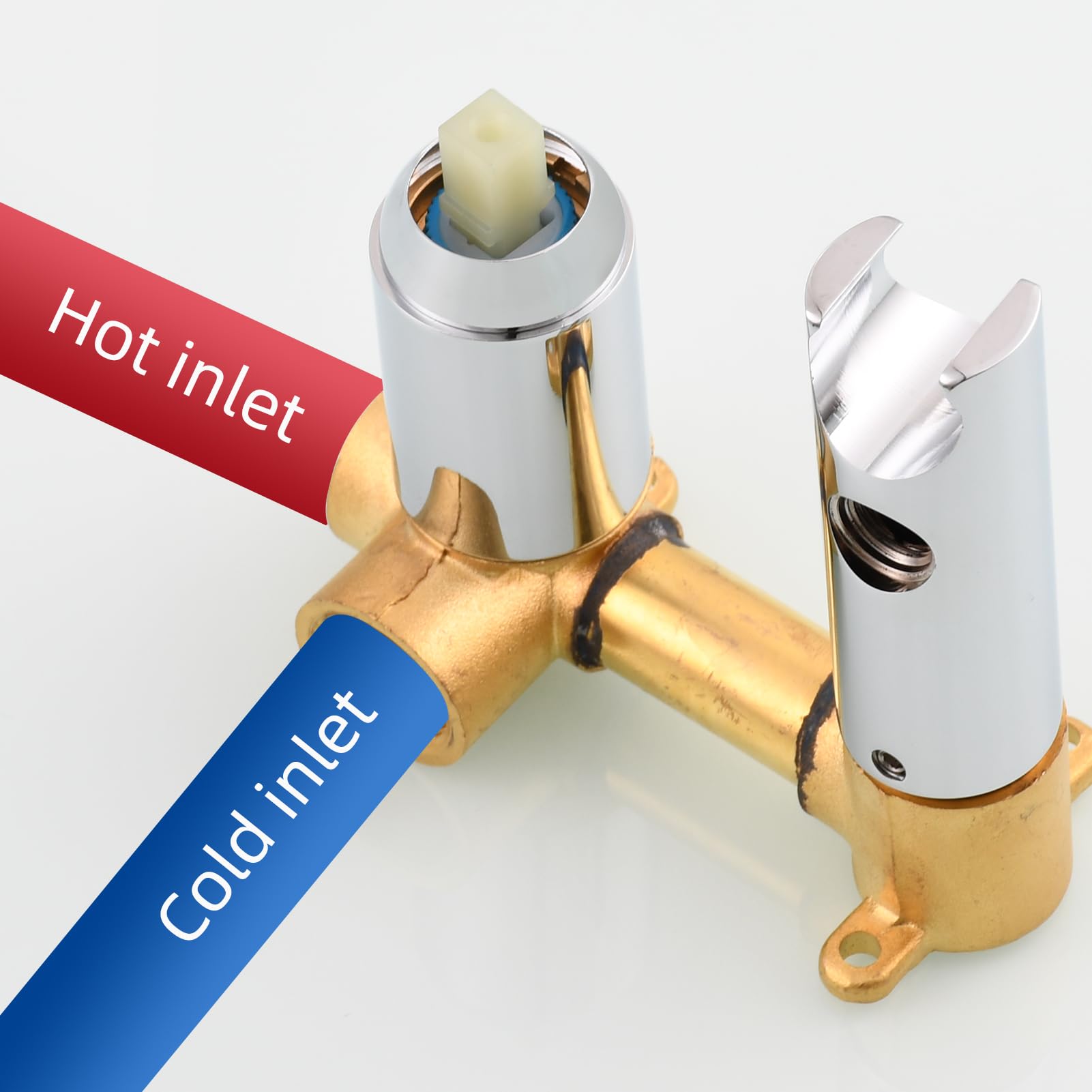 Ensemble de douchette de douche en acier inoxydable avec douchette à eau froide et chaude 1,5 m Doré brossé - 7