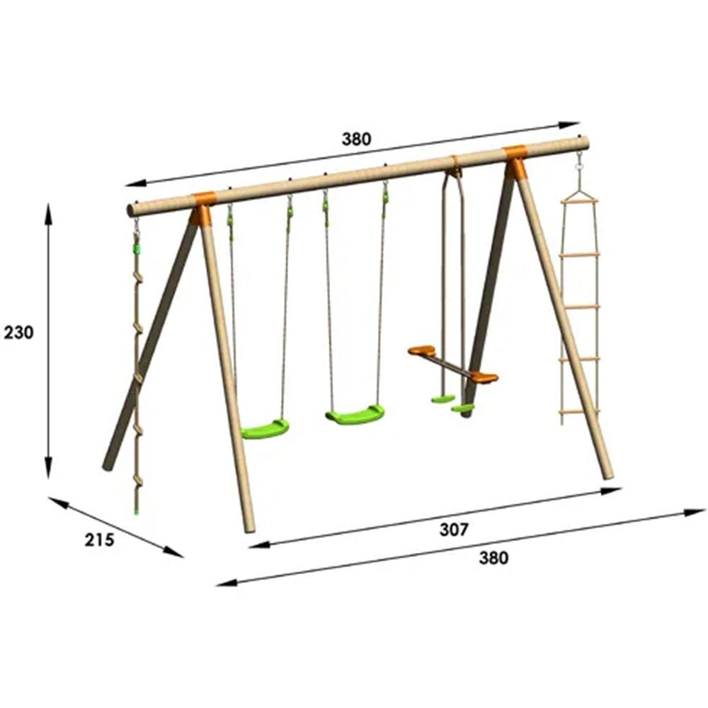 Portique bois 2,30 m Topwood NANI - 6 enfants - 3