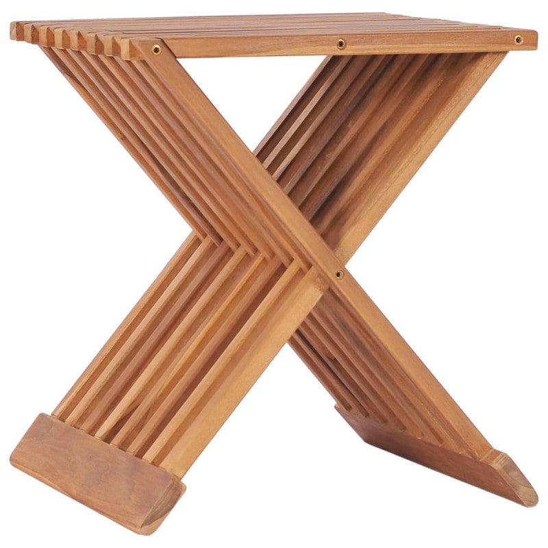 Vidaxl taburete plegable de madera maciza de teca 40x32x45 cm