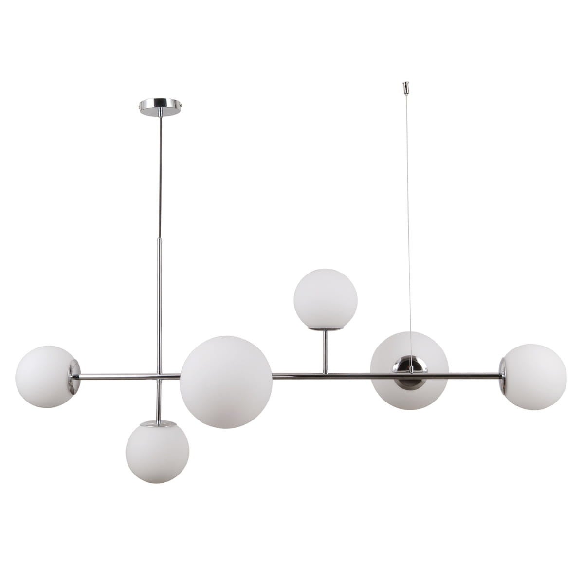 Lampa wisząca Vailante chromowana biała 6xE14 / E27x5W szklane kule wym: 110 x 115 x 54 cm szkło Italux