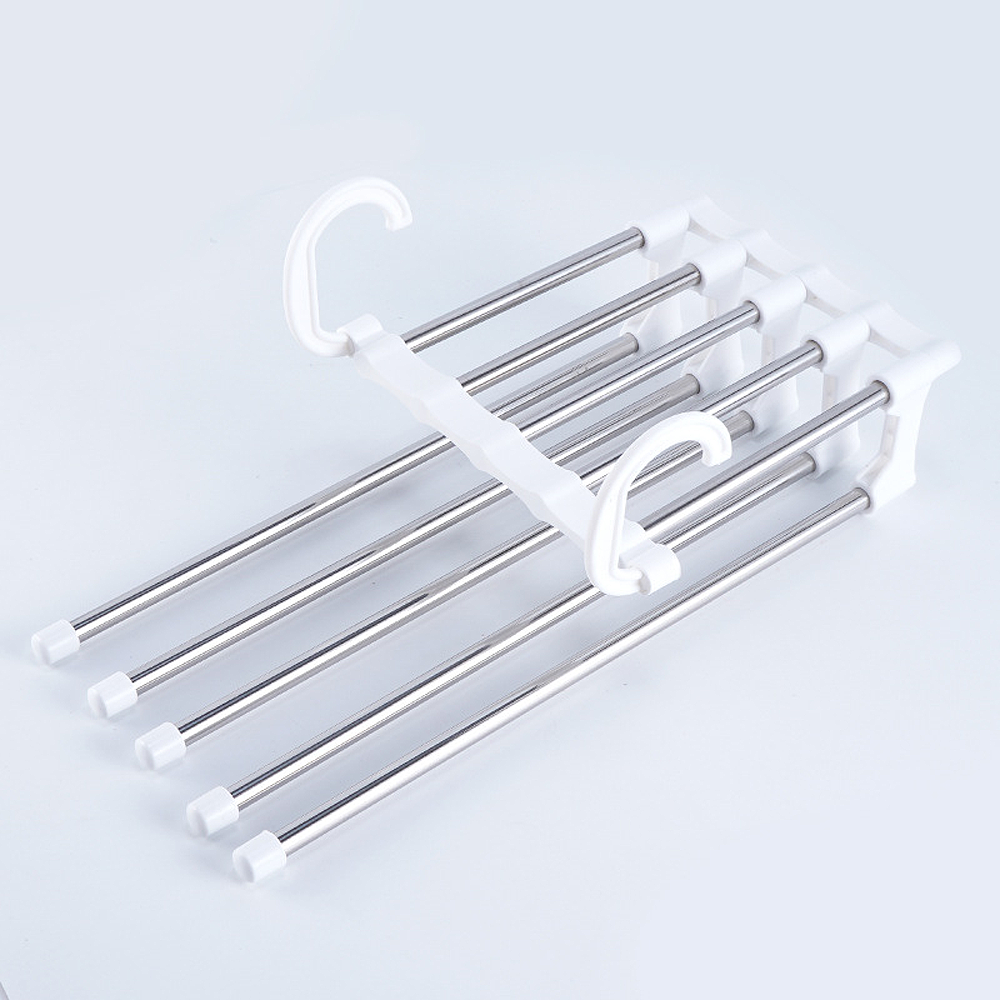 Cintre à 8 Niveaux Pliable En Acier - Gain De Place Pour Placard - Pour Pantalons, Jeans, Jupes, Débardeurs - Crochet Pivotant 360°