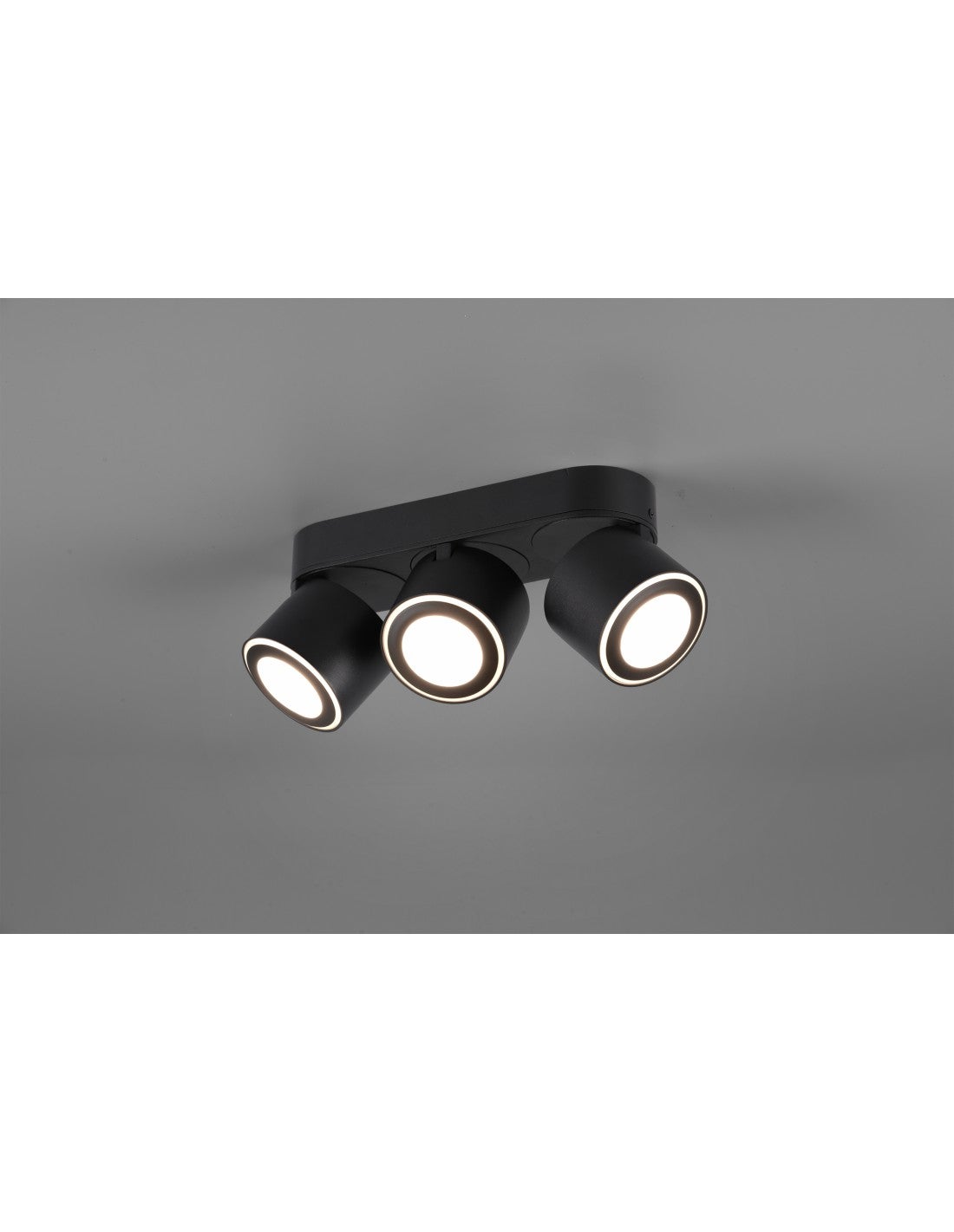 Plafonnier 3 Spots Led Double Emission L27 cm Taurus Noir Trio Lighting ...