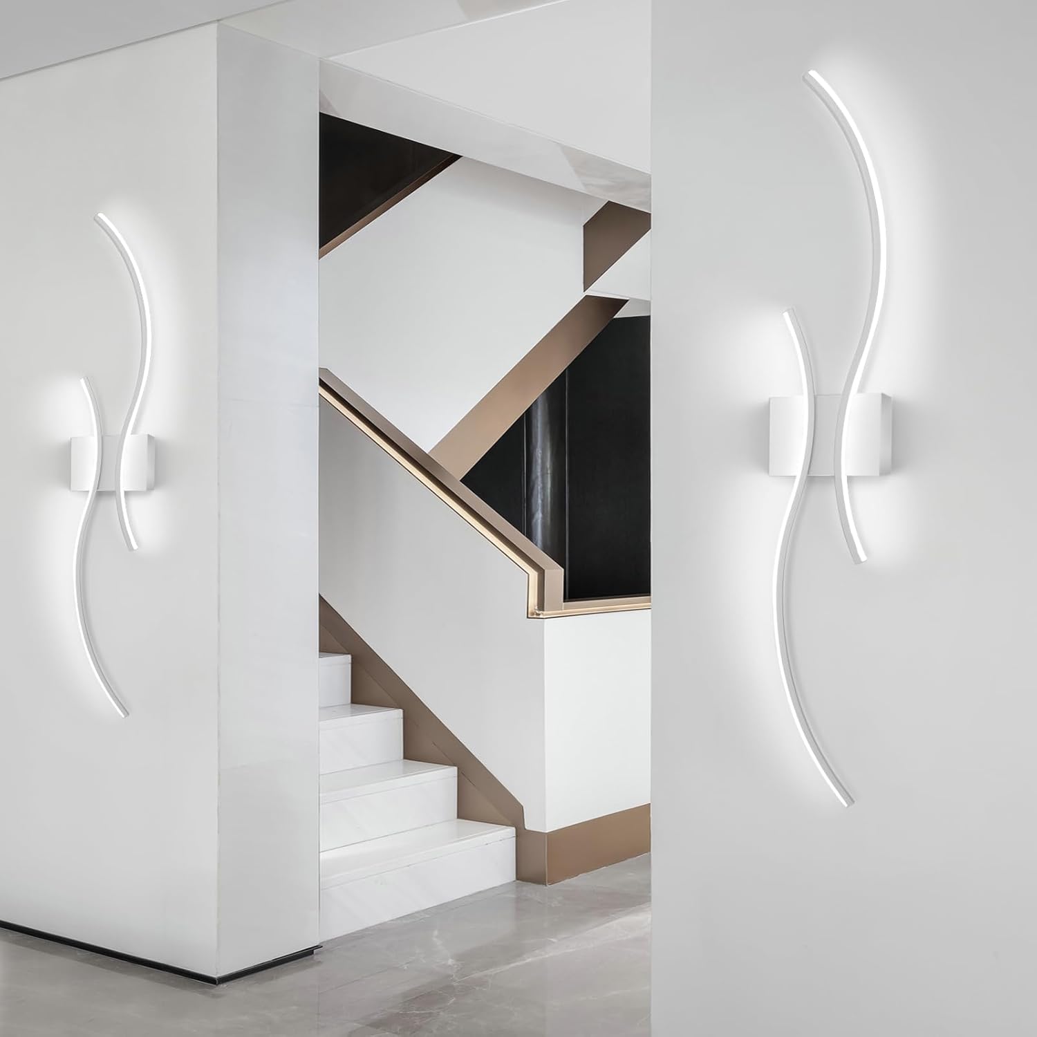 Aplique LED de pared de 60 cm x 15 cm, moderno aplique de arco, lámpara de noche para interior, luz de techo, 3 temperaturas de color (3000 K-6000 K) - 9