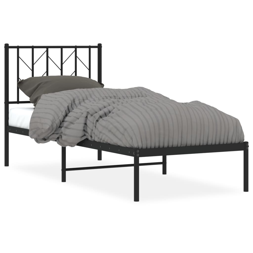 Łóżko Metalowe Czarne Rama Łóżka Ze Stelażem Do Sypialni Pokoju 75x190 cm