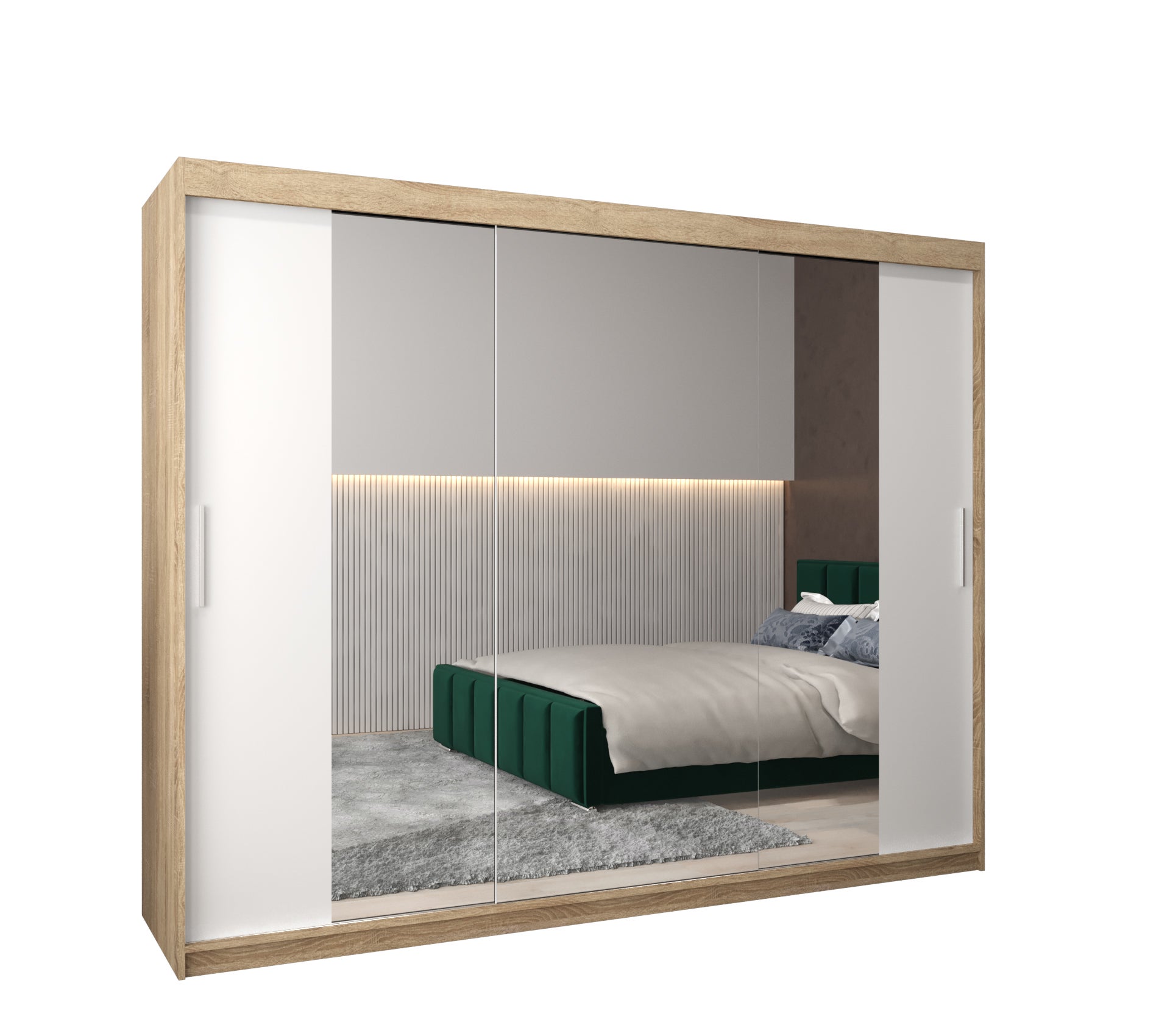 Szafa przesuwna garderoba TOKYO 2 250 x 62 x 200 cm Sonoma + Biały - Abiks Meble