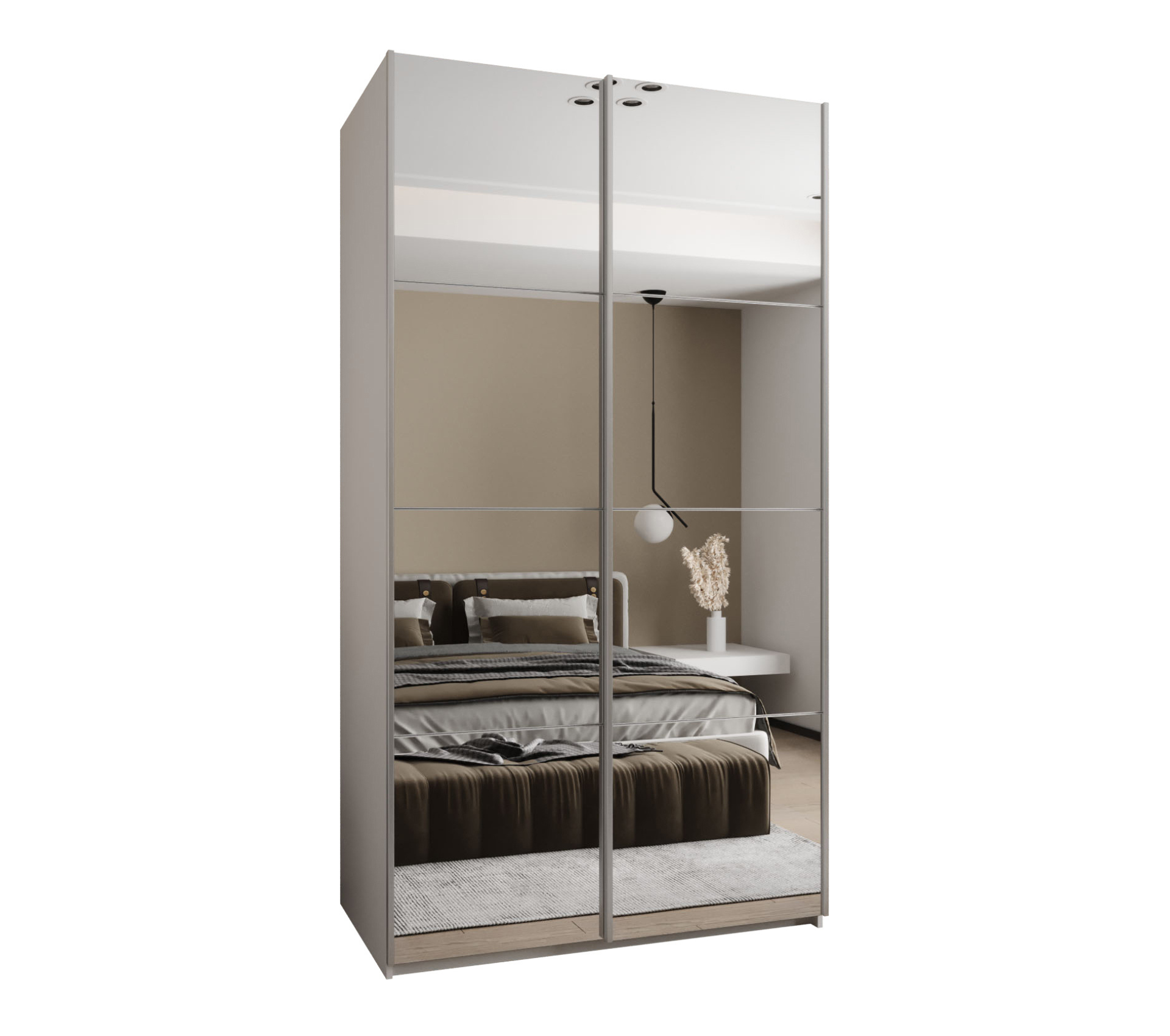Szafa przesuwna wysoka Lux 2 140 x 64 x 245,5 cm biały + biały + u. srebrny - Abiks Meble