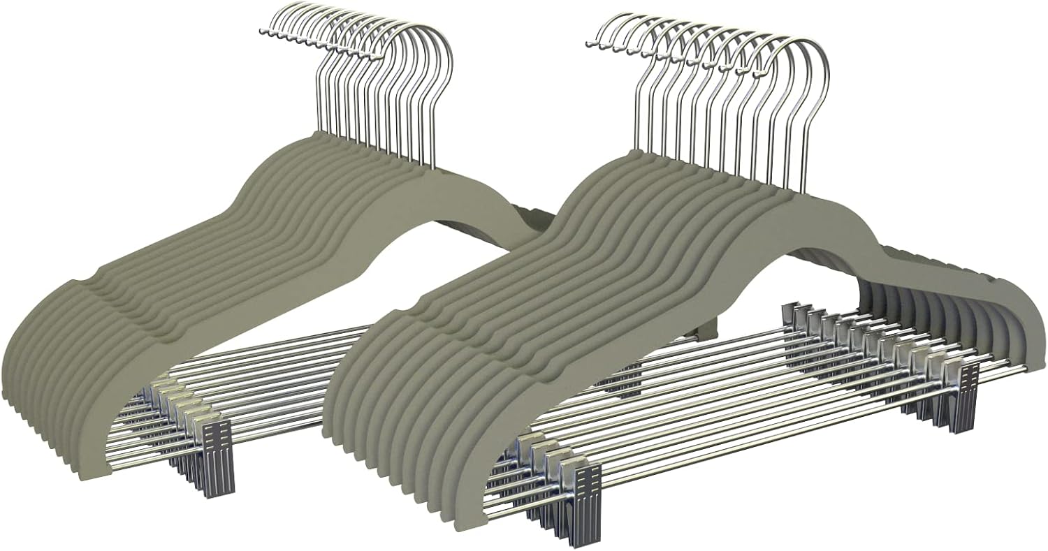 Cintres Pour Vêtements, Lot De 24, Antidérapant En Caoutchouc, Barrette Pour Cravate, Pratique