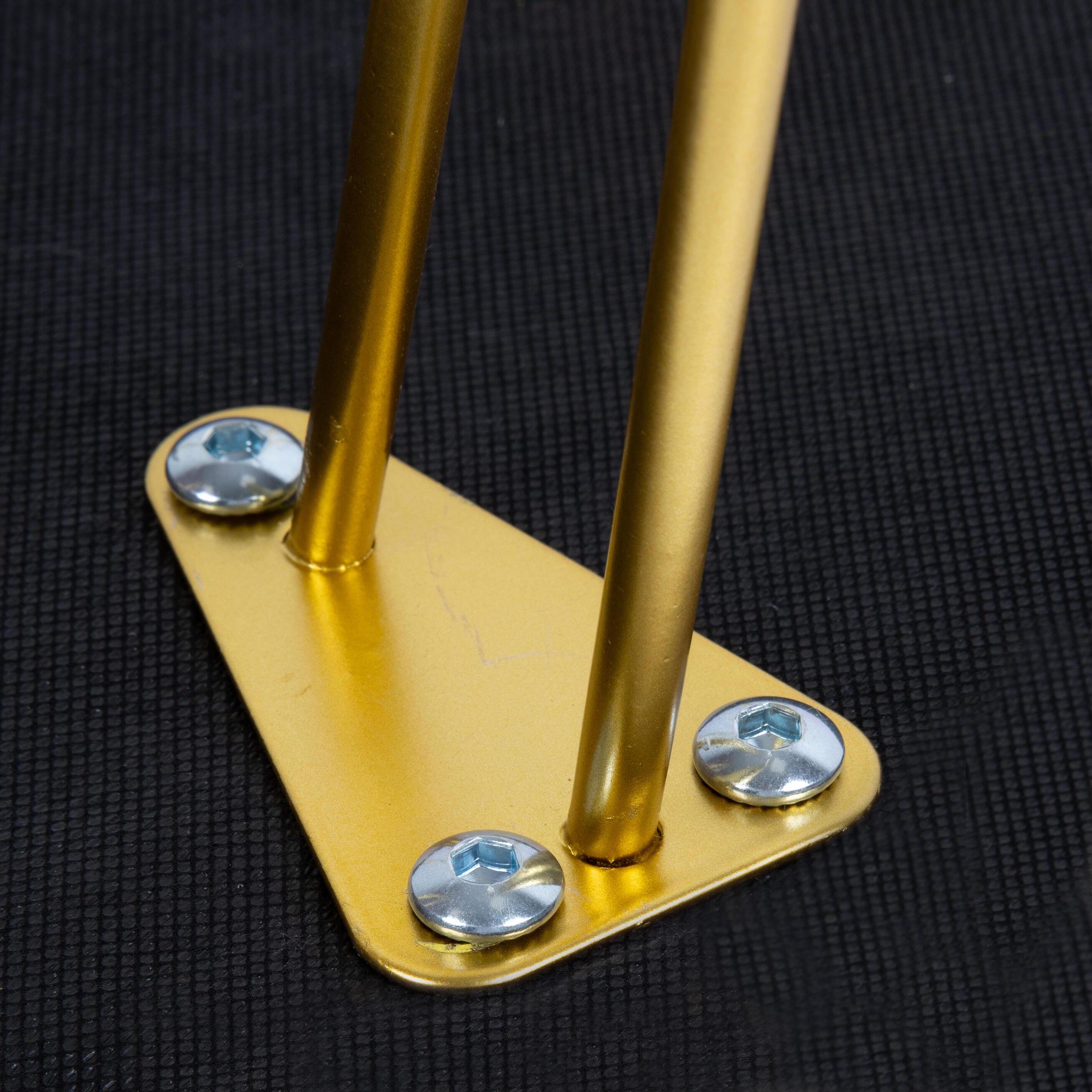 Pouf décoratif cylindrique en velours bleu grisé et métal doré 34x40x34cm - 8