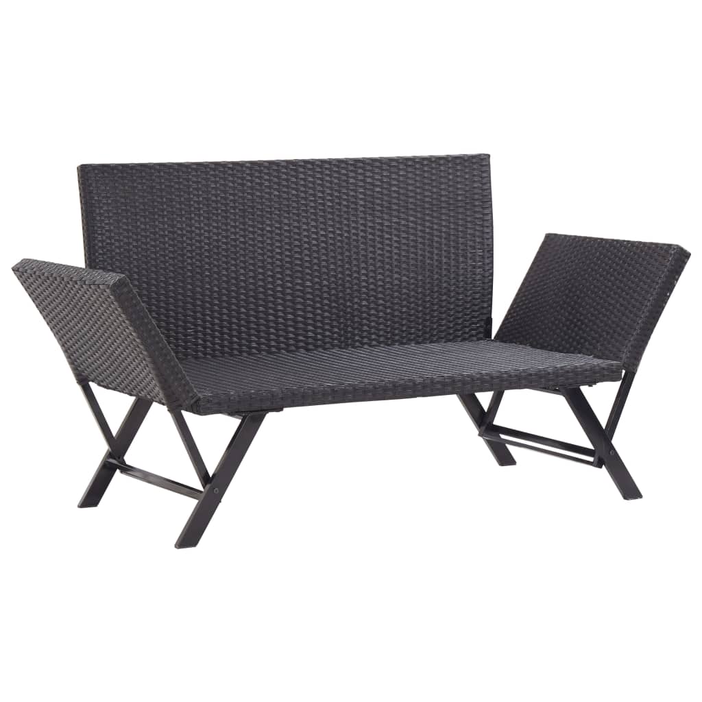 Banc de jardin | Banquette de jardin | Chaise de jardin avec coussins 176 cm Noir Résine tressée CFW31907 - 7