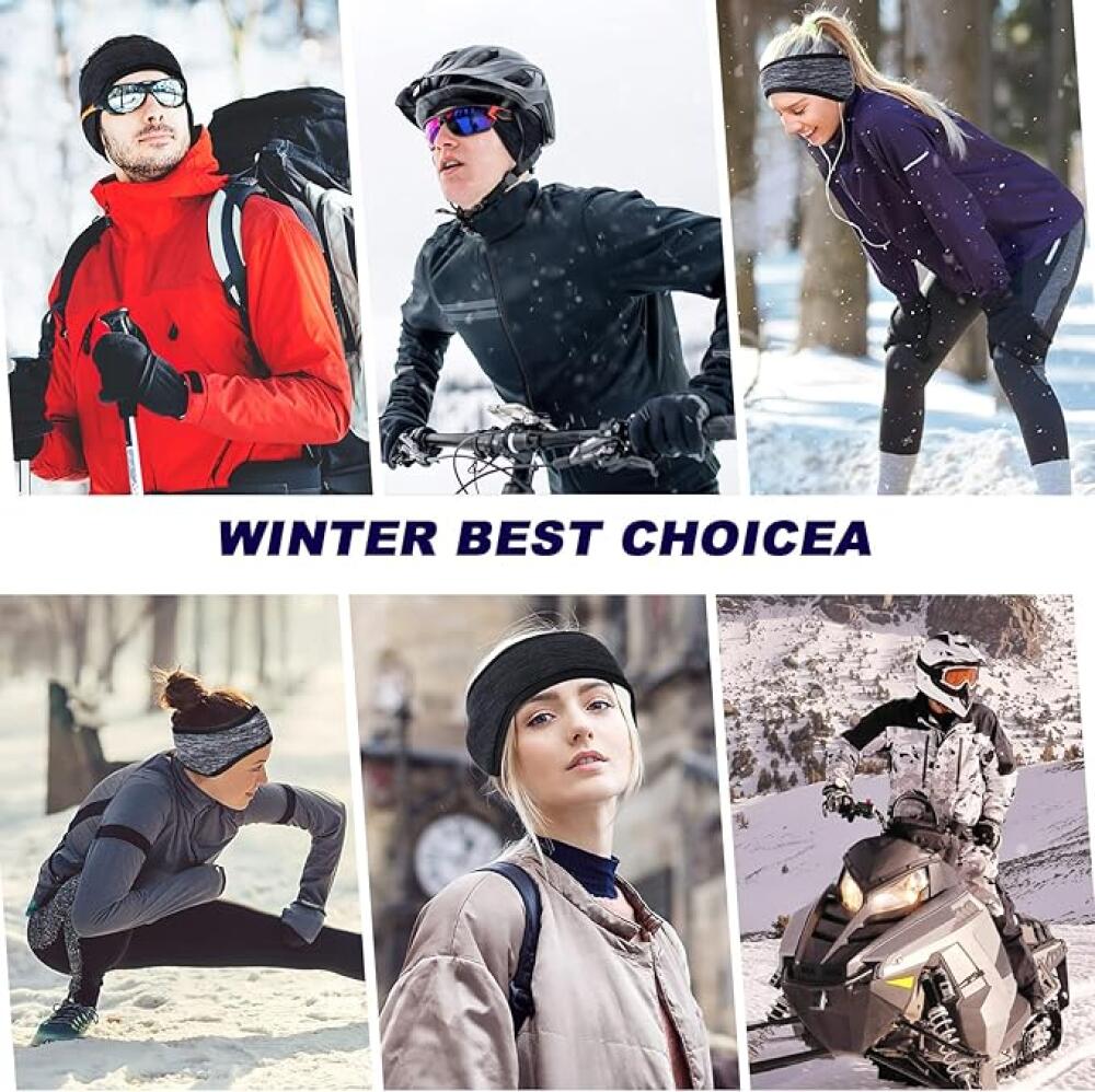 Fascia per sport invernali - Paraorecchie leggeri in 2 pezzi per uomo e donna - Per corsa, ciclismo, - 5