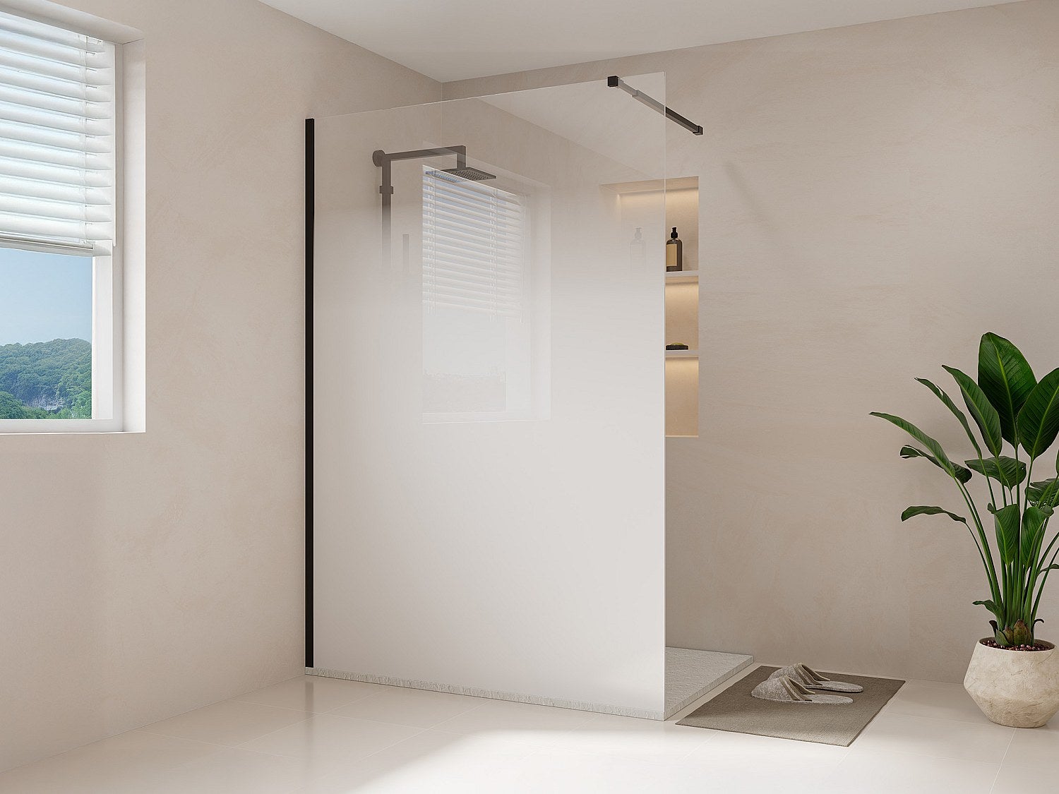 Ścianka prysznicowa dymiona do kabiny walk-in - 140 x 200 cm - Czarny mat - POMARO