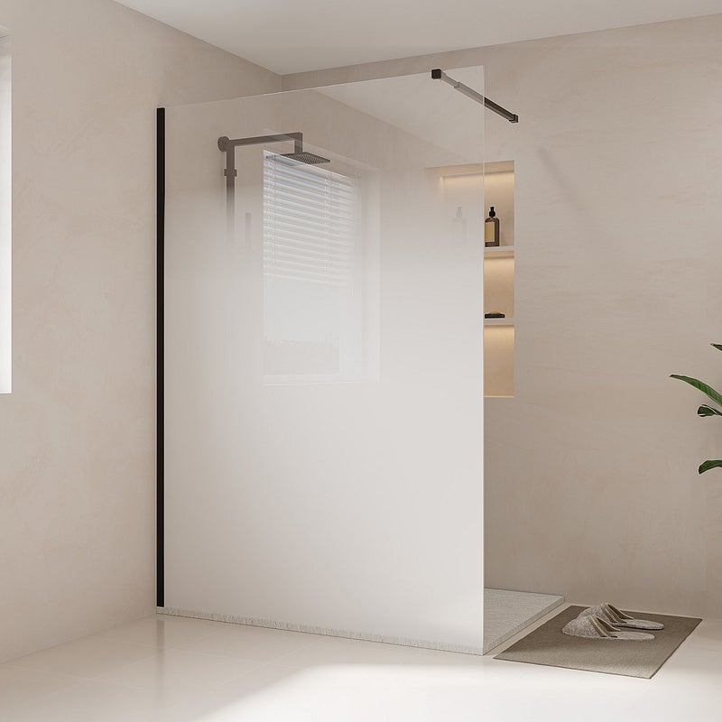 Ścianka prysznicowa dymiona do kabiny walk-in - 140 x 200 cm - Czarny mat - POMARO