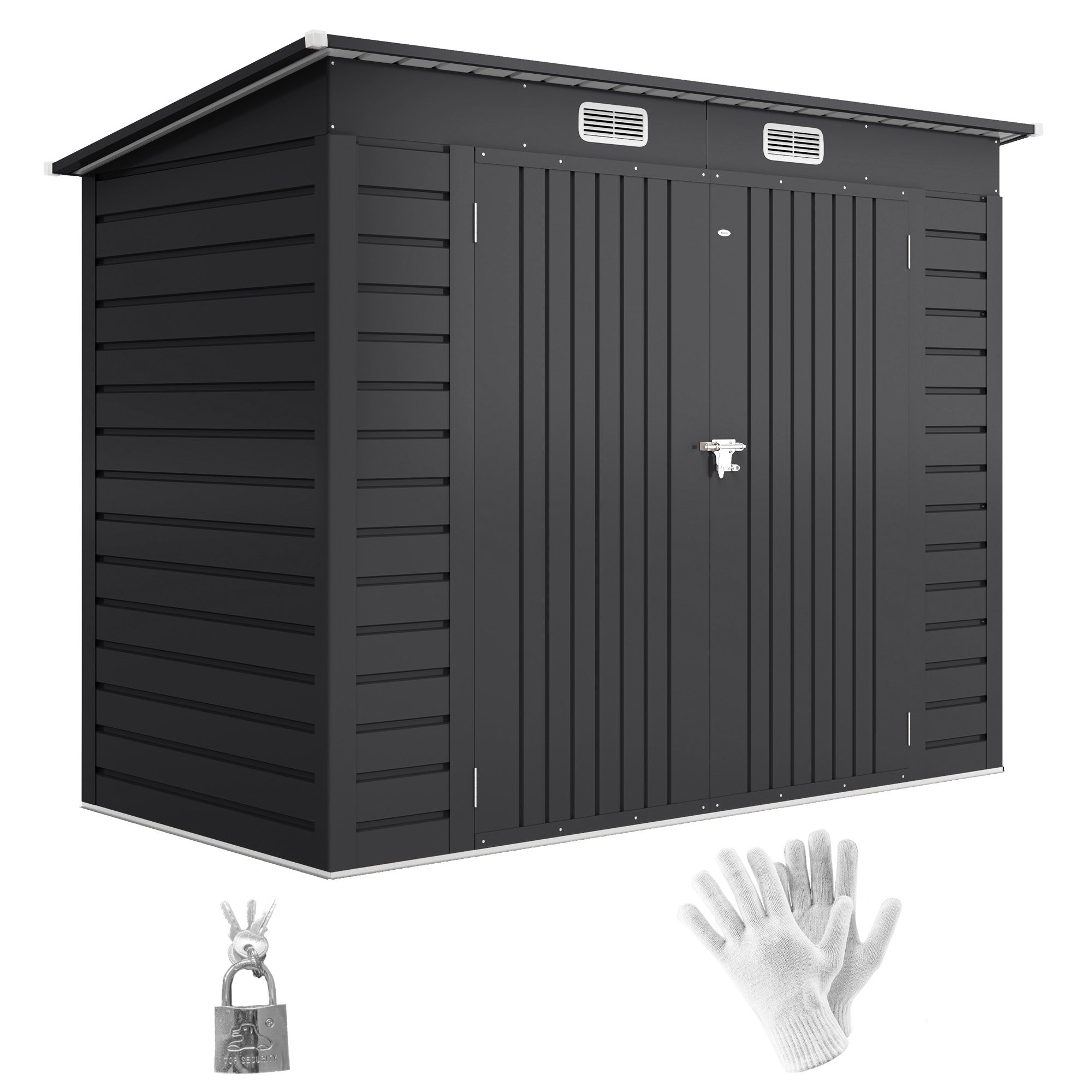 Abri à Outils De Jardin Vert 161x89x161 Cm - Acier Galvanisé Robuste Avec Porte Pour Rangement Extérieur