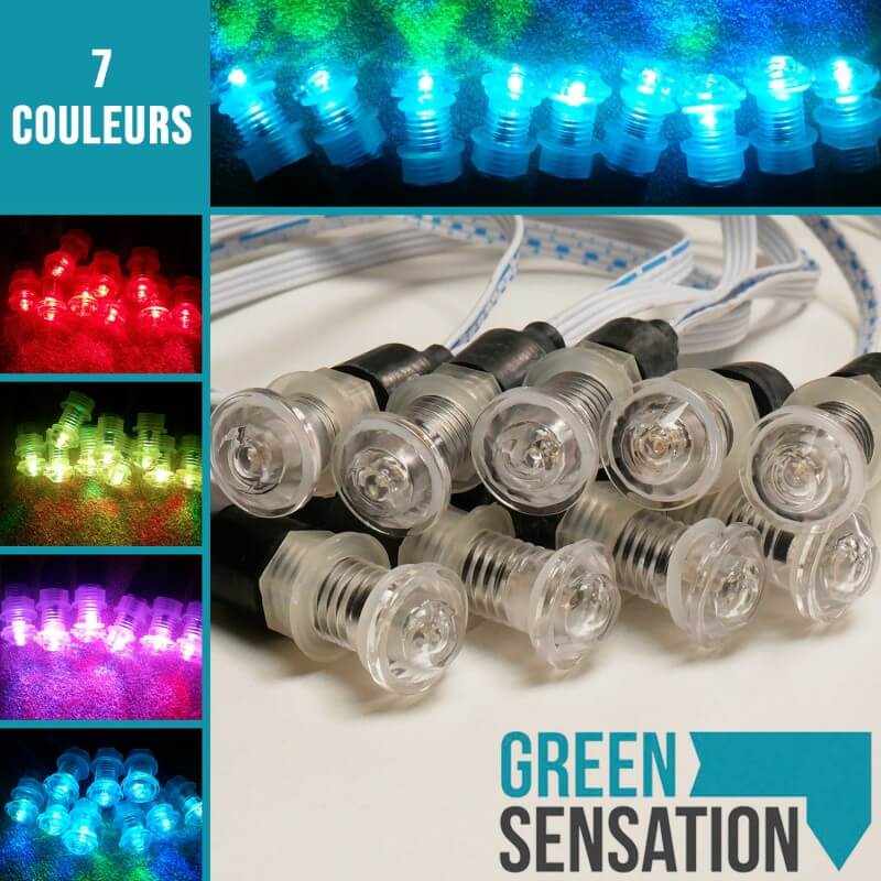 Lot de 9 luminaires chromothérapie étanches IP68 12V pour tous milieux humides - 2