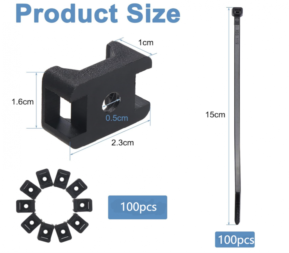 Lot de 200 Serre-Câbles Nylon 150 mm + Supports - Fixation Organisée des Câbles à Maison, Bureau et Extérieur - 2