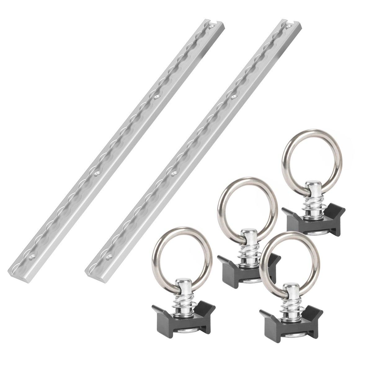 Lot De 2 Rails D'arrimage En Aluminium 30 Cm + 4 Embouts - Charge Max 400 Kg, Pour Remorque, Camion, Camping-car, Yacht - 6
