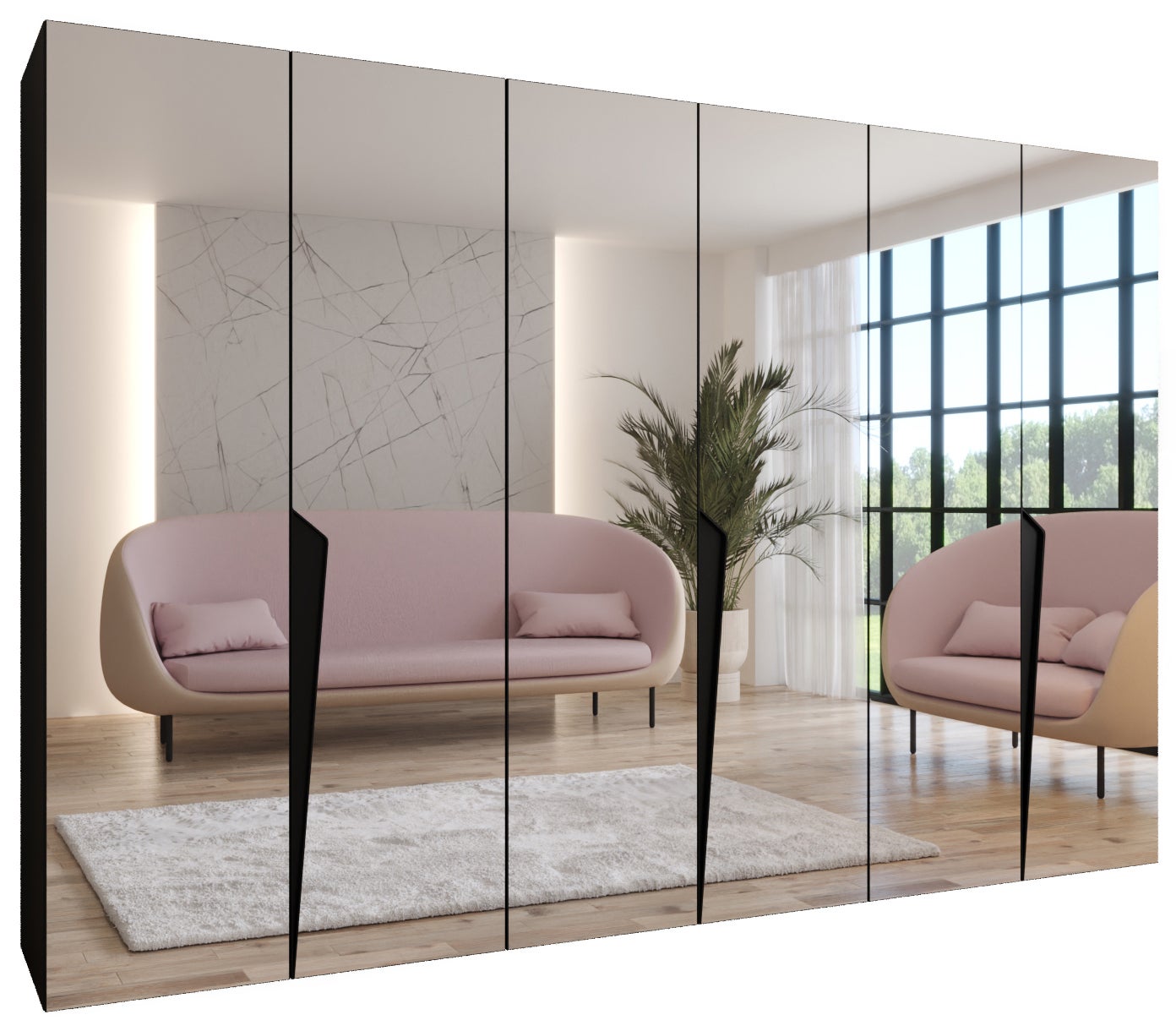 Szafa uchylna otwierana Piano 3 300 (100x3) x 52 x 202 cm czarny + u. Czarny Abiks Meble
