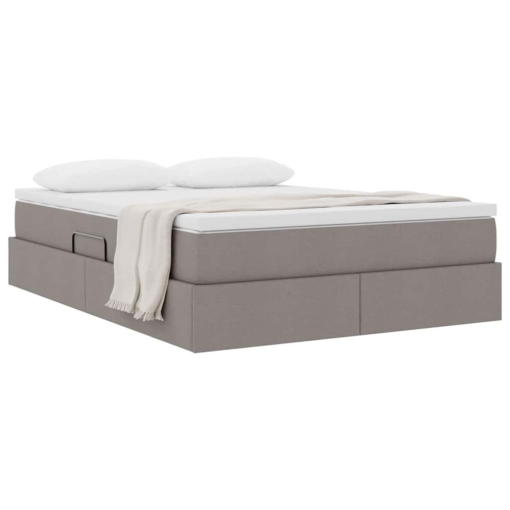 Lit avec rangement et matelas taupe 140 x 200 cm polyester - 3
