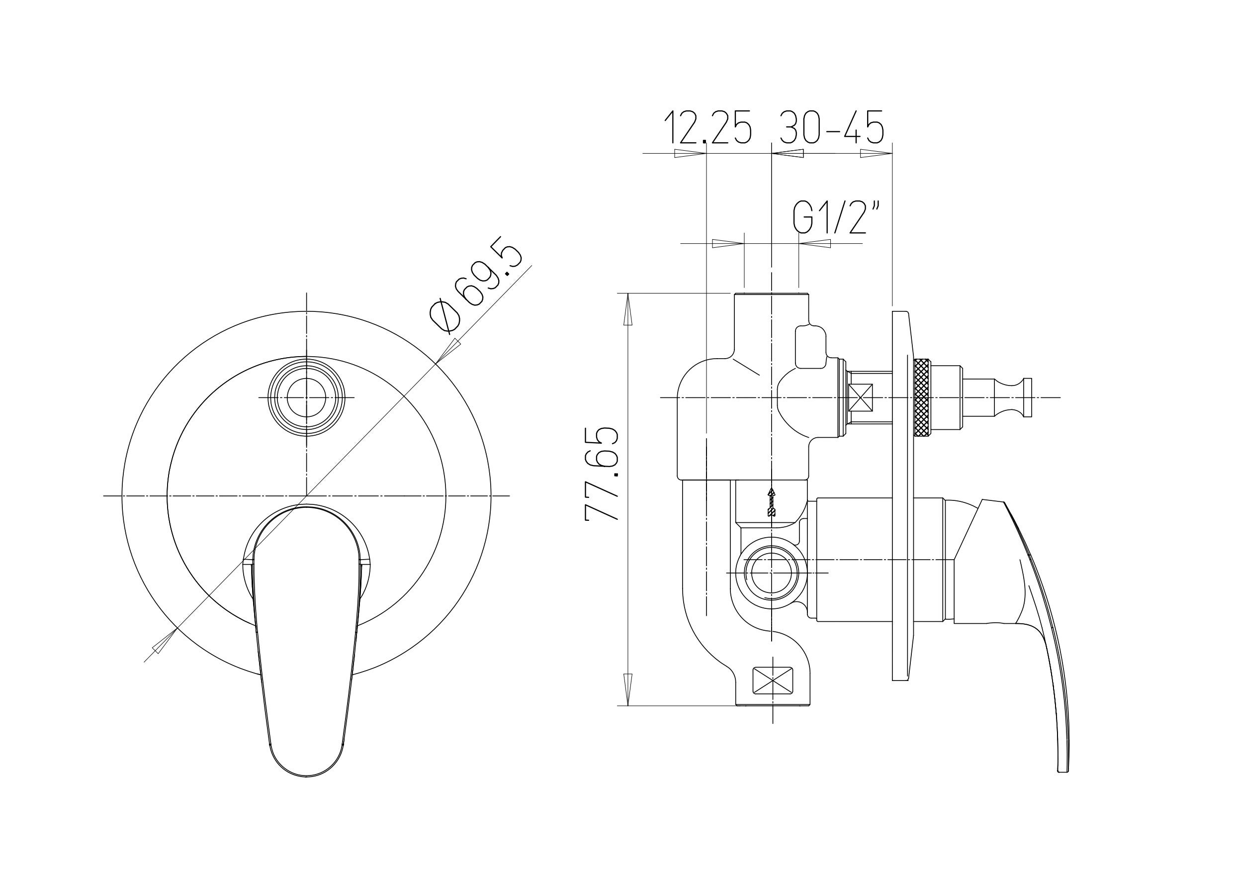 Mitigeur de douche 2 voies à encastrer avec inverseur Piralla Ofelia 0FE00400A22 - Chromé - 5