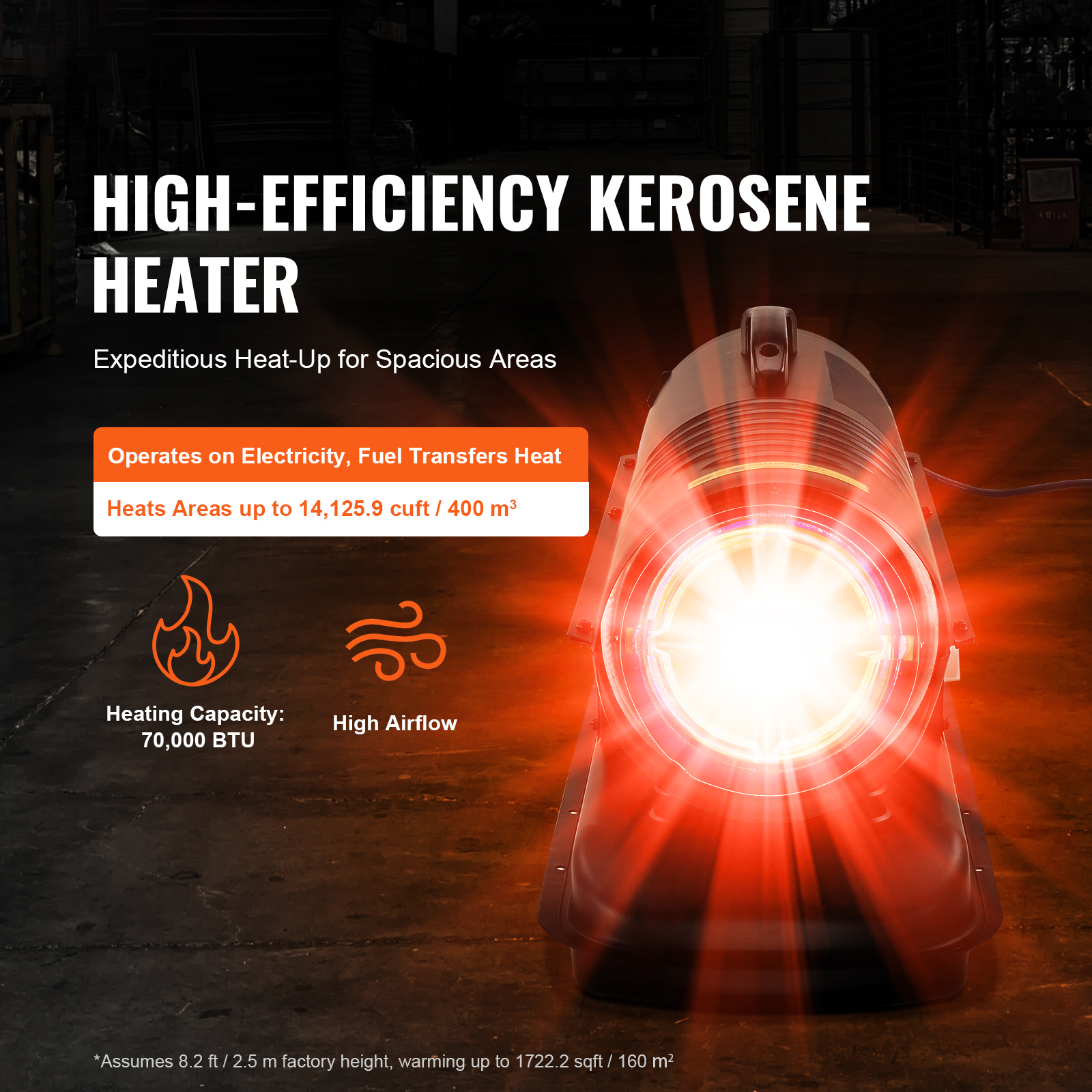 Chauffage portatif SucceBuy kérosène / diesel 70 000 BTU avec thermostat et réservoir 19 L, idéal maison, atelier, chantier et usage industriel - 4