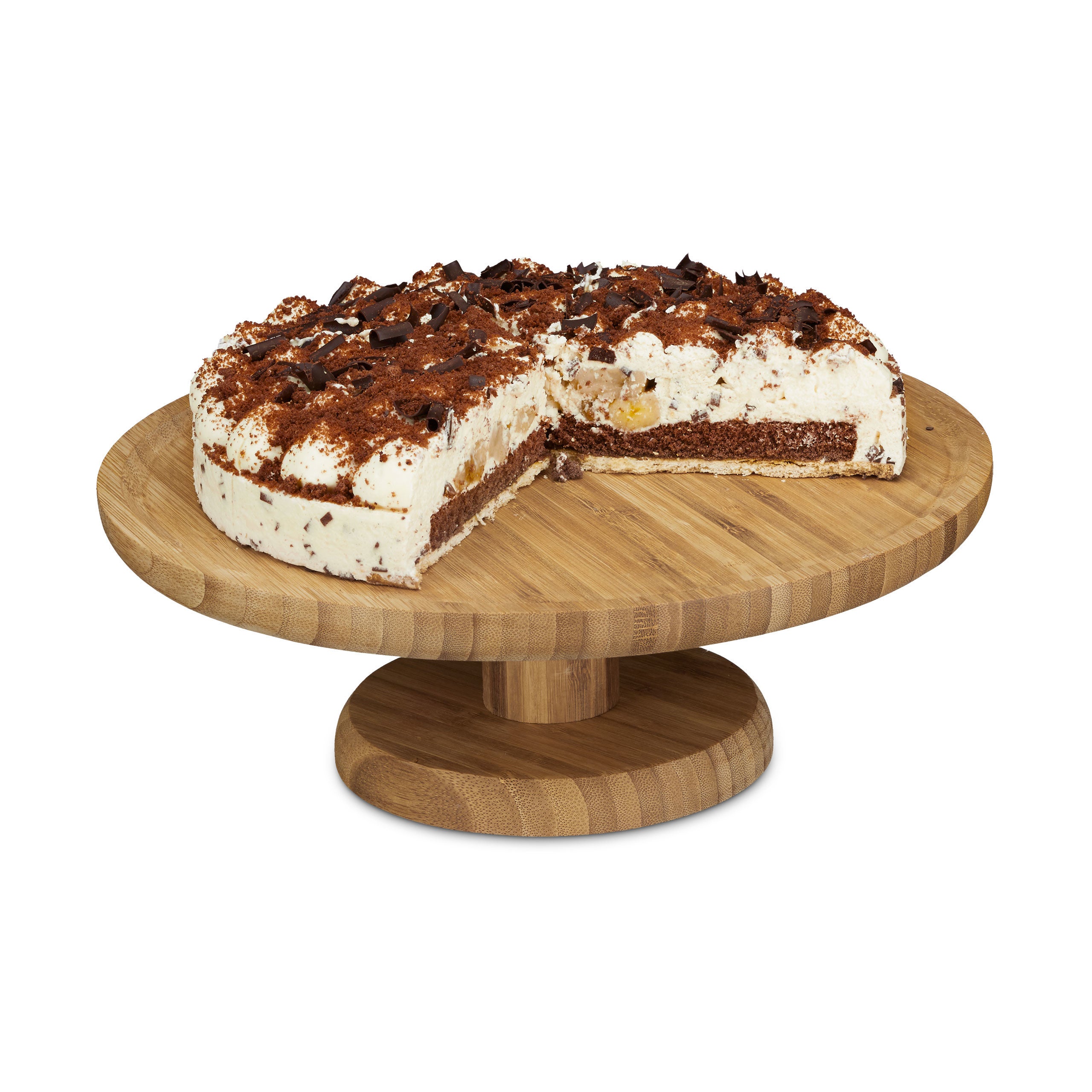 Relaxdays Assiette à Gâteau Sur Pied Bambou 33 Cm - Plat De Service Élégant Pour Tarte